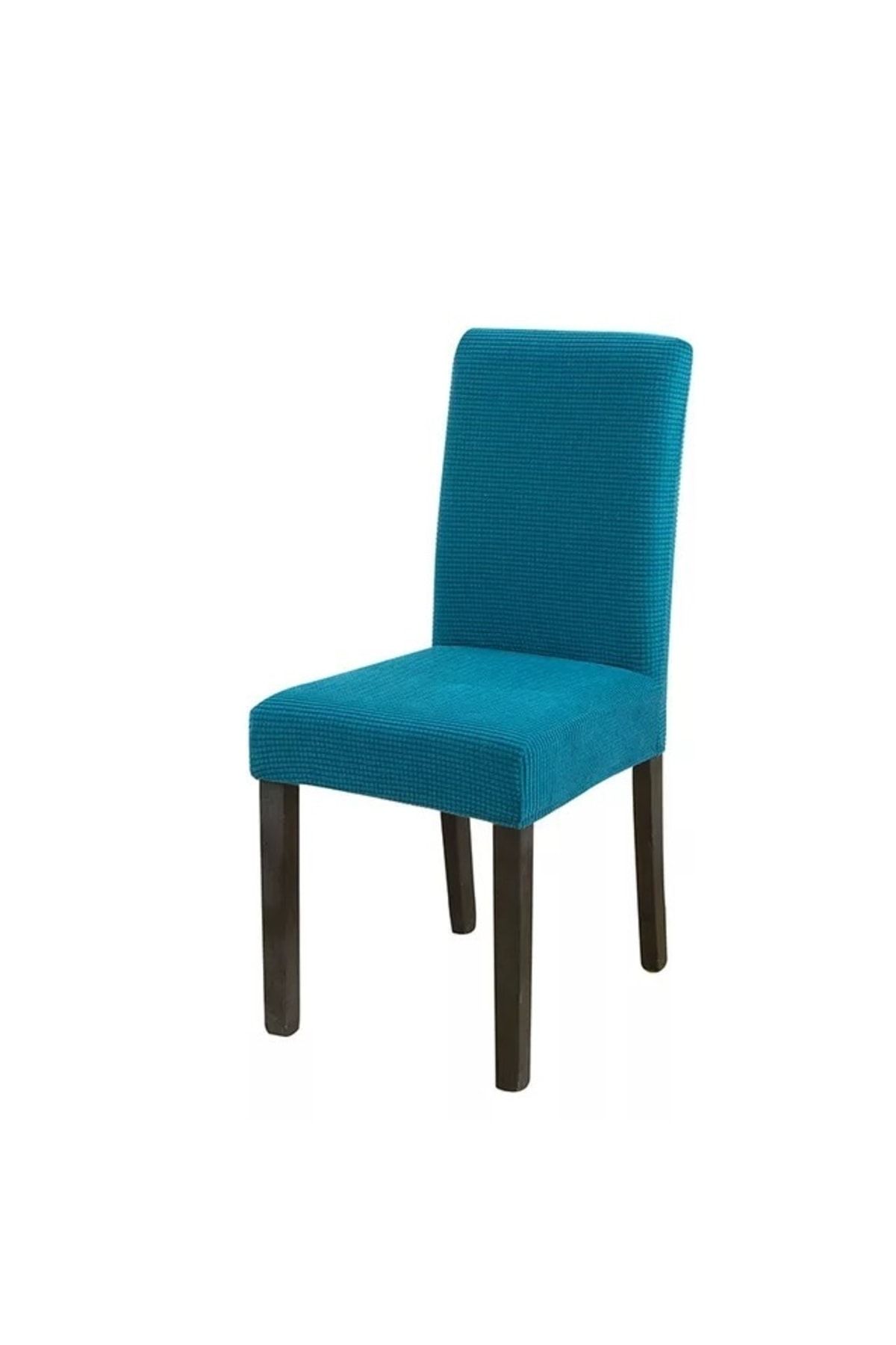 uzhanem 1adet Likrali Sandalye Kılıfı, Sandalye Örtüsü Petrol Mavi Renk Yıkanabilir Piti Kare Desen