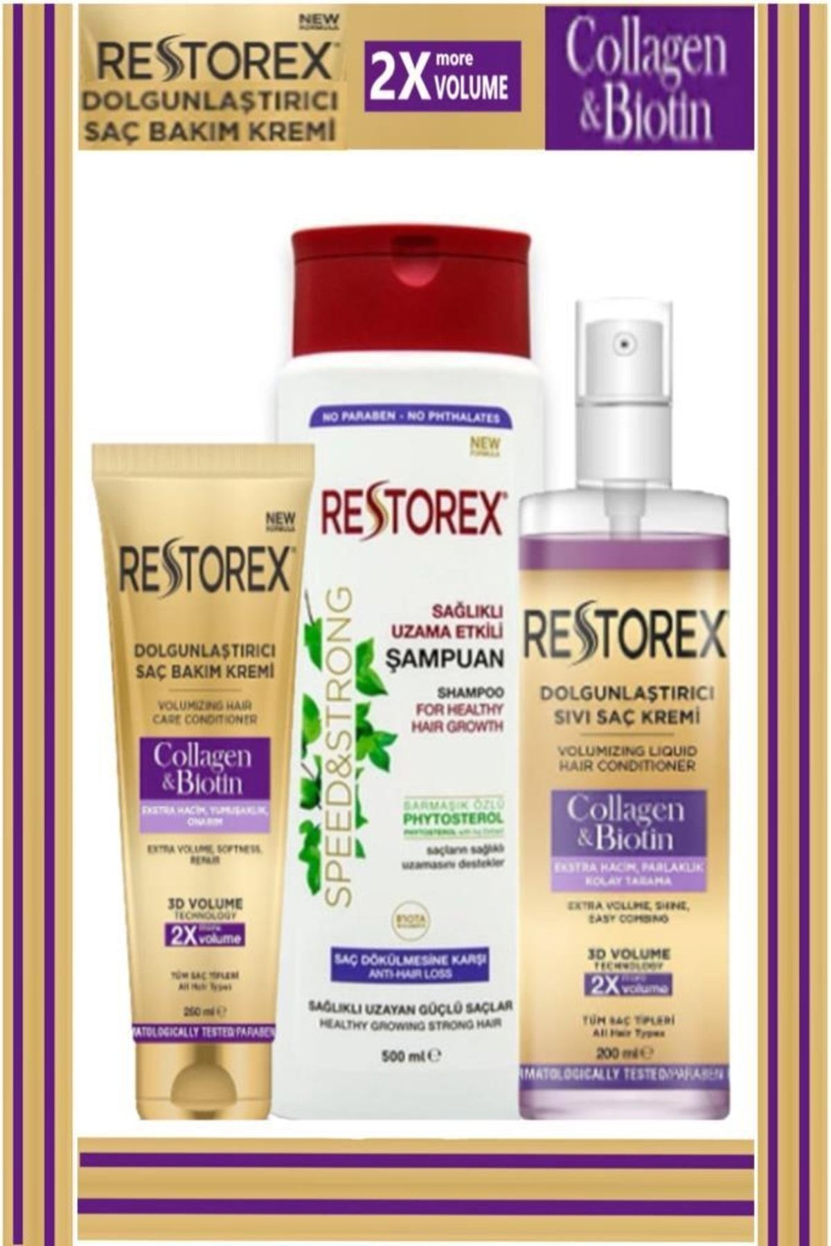 Restorex Saç Dökülmesine Karşı Collagen&biotin 3'lü Saç Bakım Seti