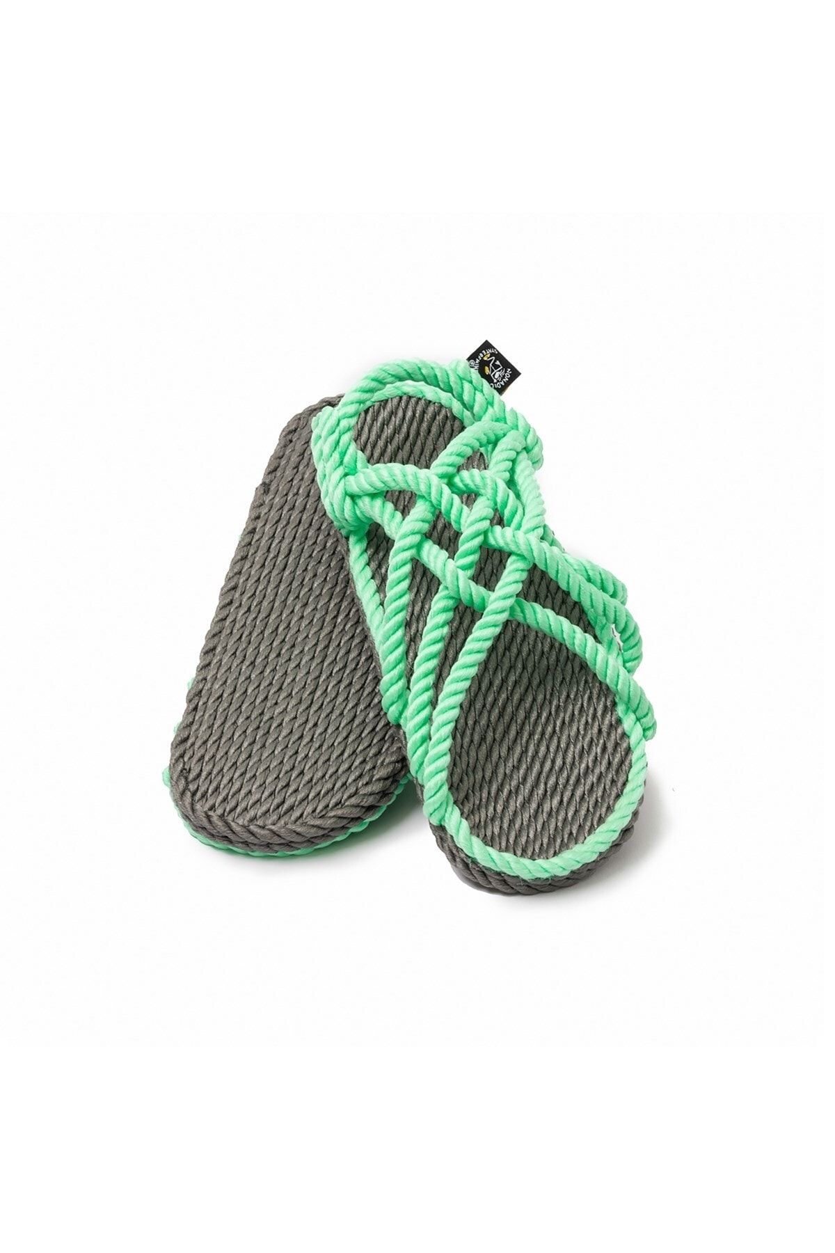Nomadic State Of Mind - Jc Gri-neon Yeşil Hasır Ip Sandalet