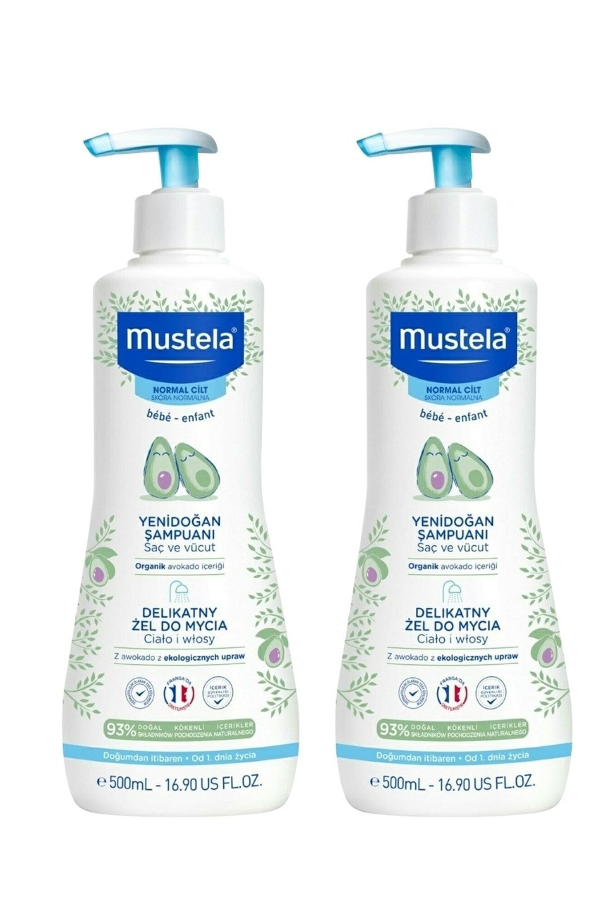 Mustela Gentle Cleansing Gel Yenidoğan Şampuanı 500 Ml X 2 Adet