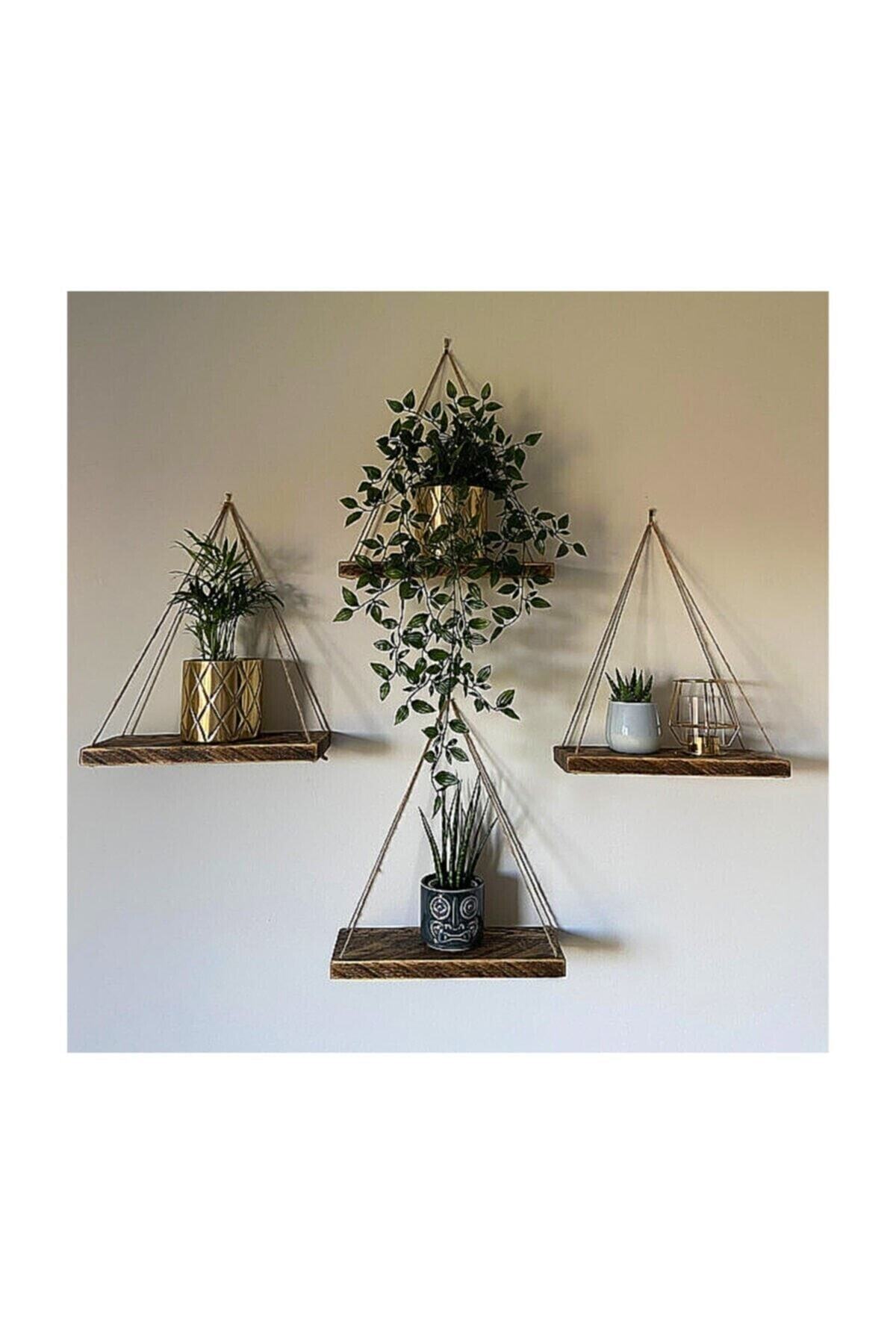İSPA SHOP 4 Adet Retro Dekoratif Halatlı Duvar Rafı Kitaplık Çiçeklik İSPA SHOP 4 Adet Retro Dekoratif Halatlı Duvar Rafı Kitaplık Çiçeklik