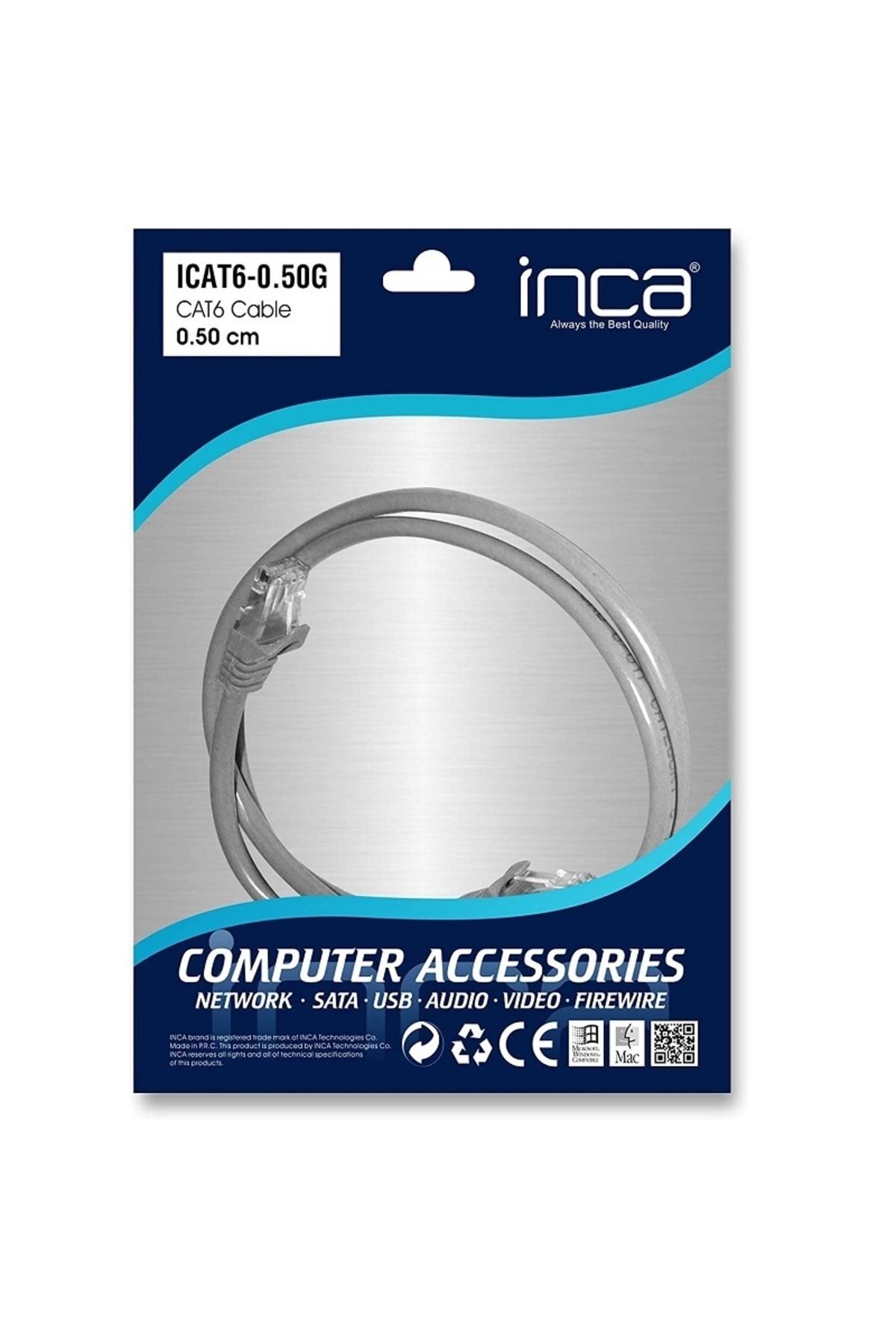 Inca 0.5m Cat6 Utp Icat6-050g Sarı Patch Kablo