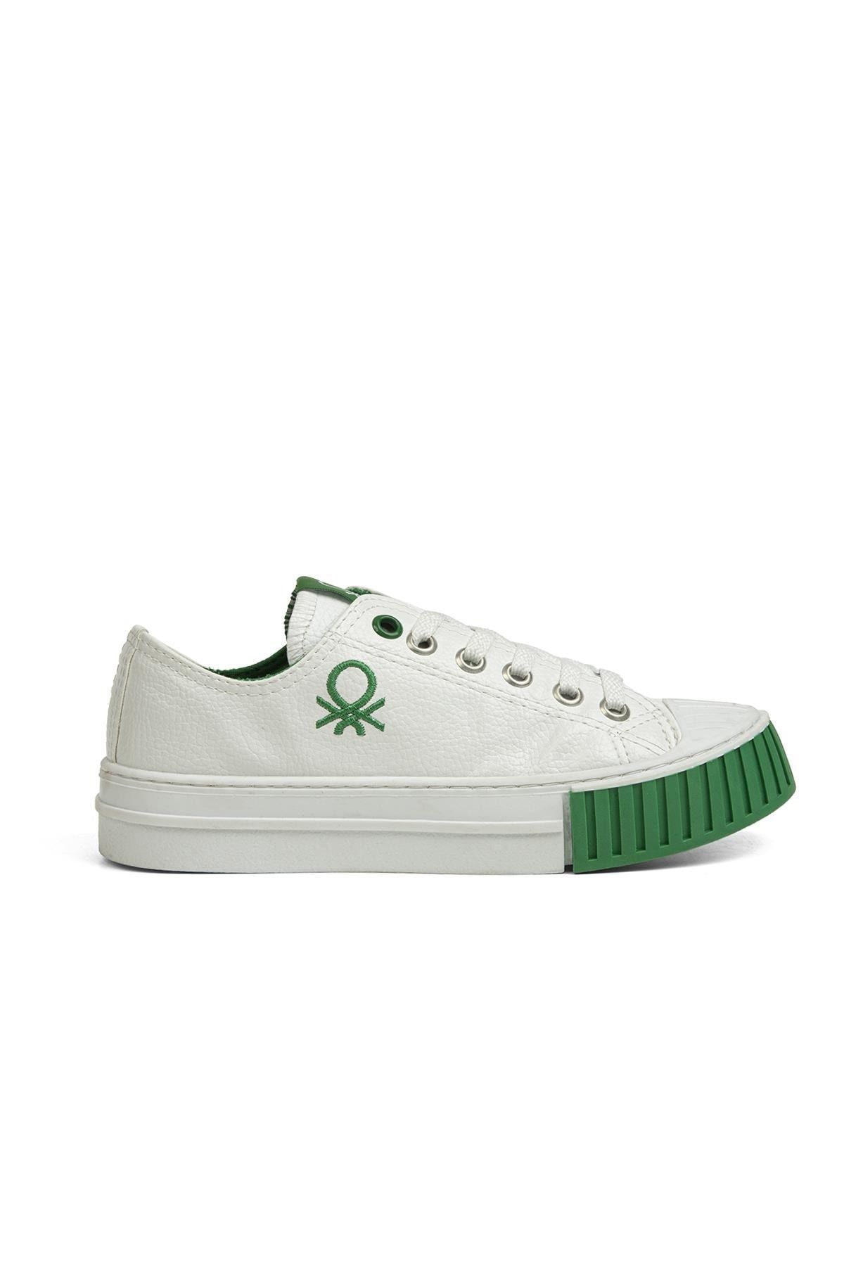 Benetton ® | Bn-30532 - 3374 Beyaz Yesil - Kadın Spor Ayakkabı