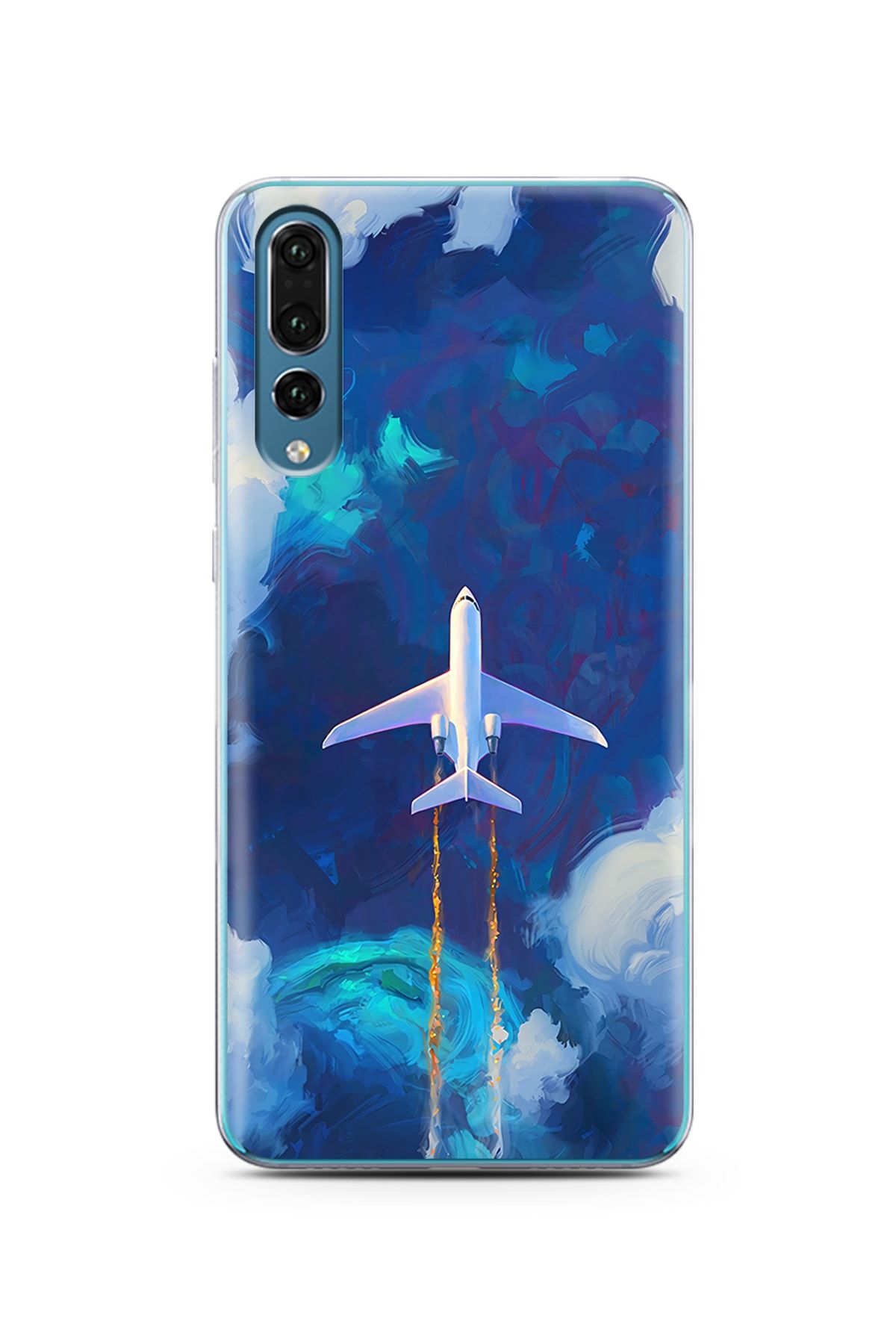 Spoyi Huawei P20 Pro Gökyüzü Ve Uçak Tasarımlı Süper Şeffaf Telefon Kılıfı