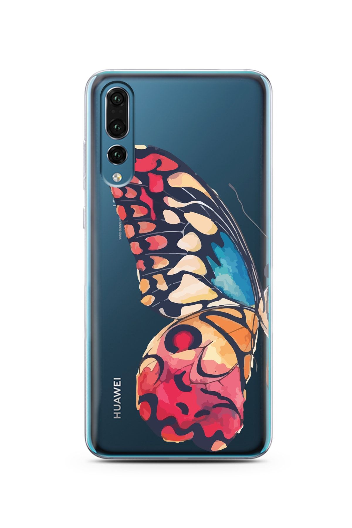 Spoyi Huawei P20 Pro Büyük Kelebek Tasarımlı Süper Şeffaf Telefon Kılıfı