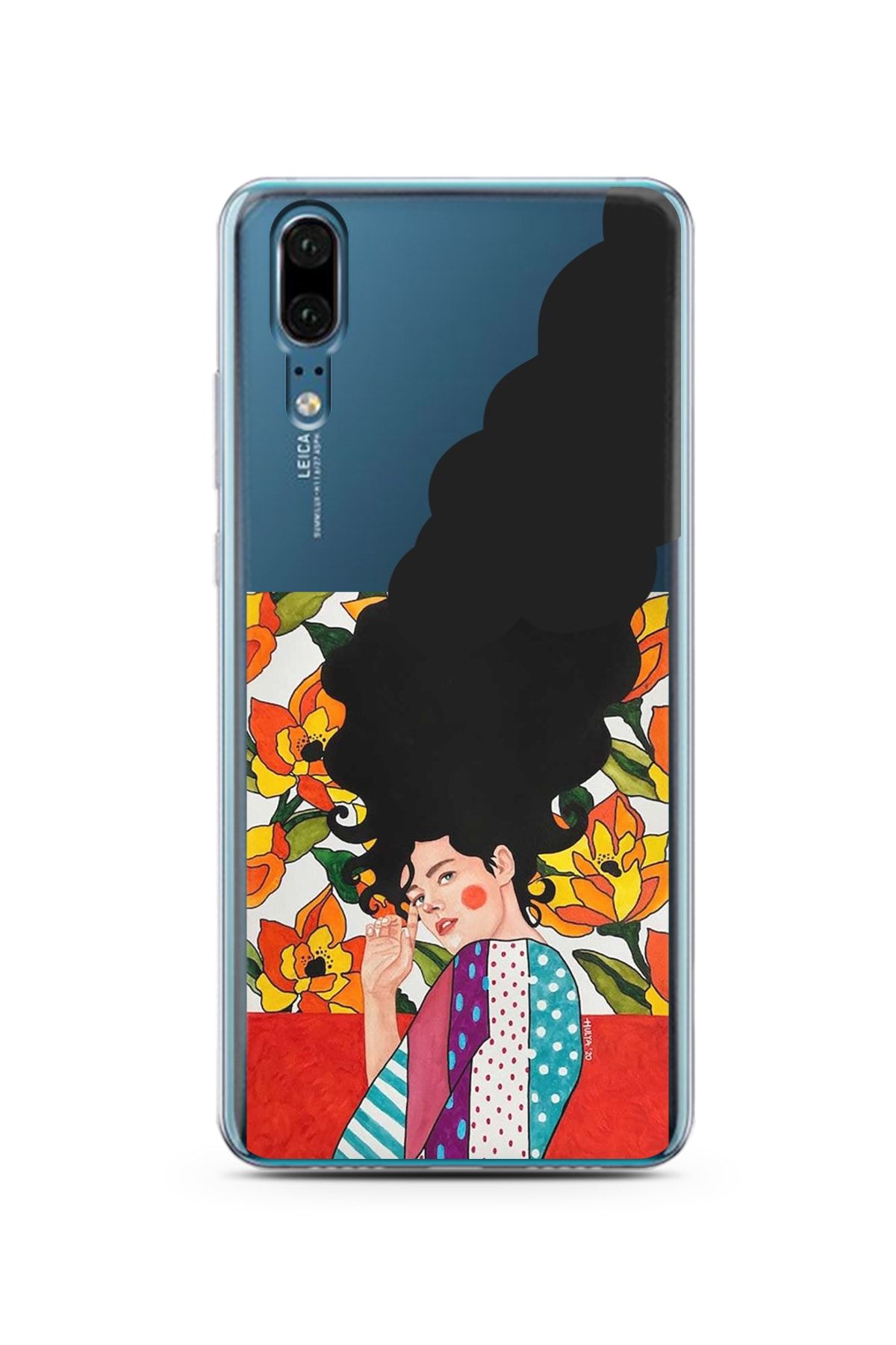 Spoyi Huawei P20 Uzun Saçlı Maria Tasarımlı Süper Şeffaf Telefon Kılıfı