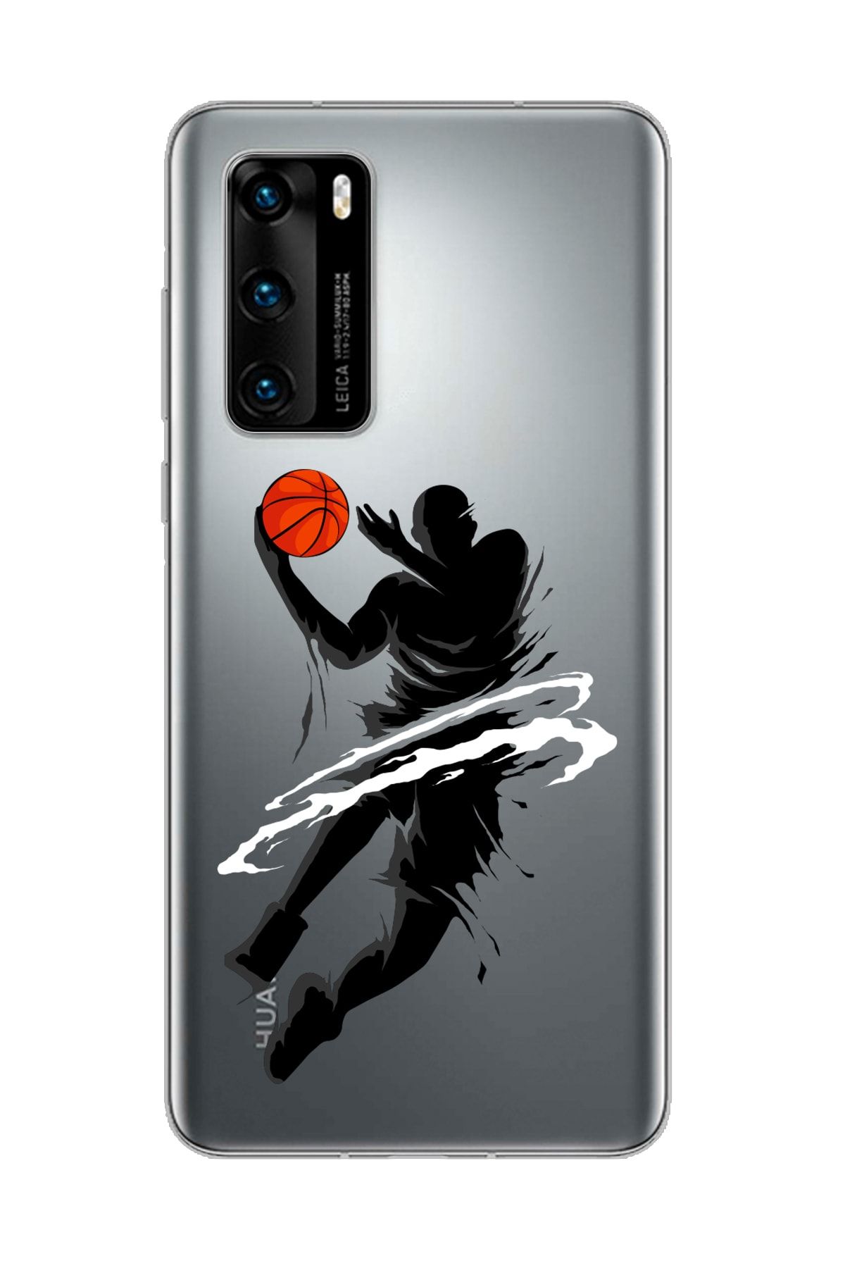 Spoyi Huawei P40 Pro Basketbolcu Tasarımlı Süper Şeffaf Telefon Kılıfı