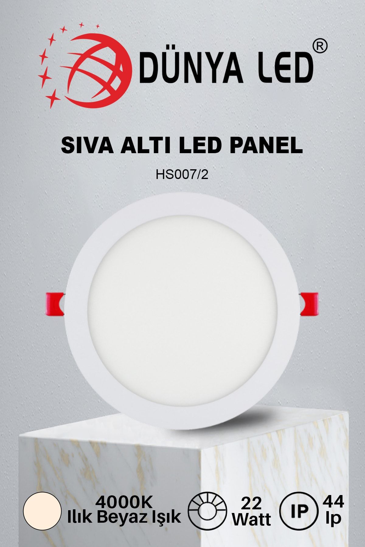 DÜNYA LED Hs.007/2 22w Sıva Altı Yuvarlak Spot Led Panel 4000k Ilık Beyaz Işık Drıver