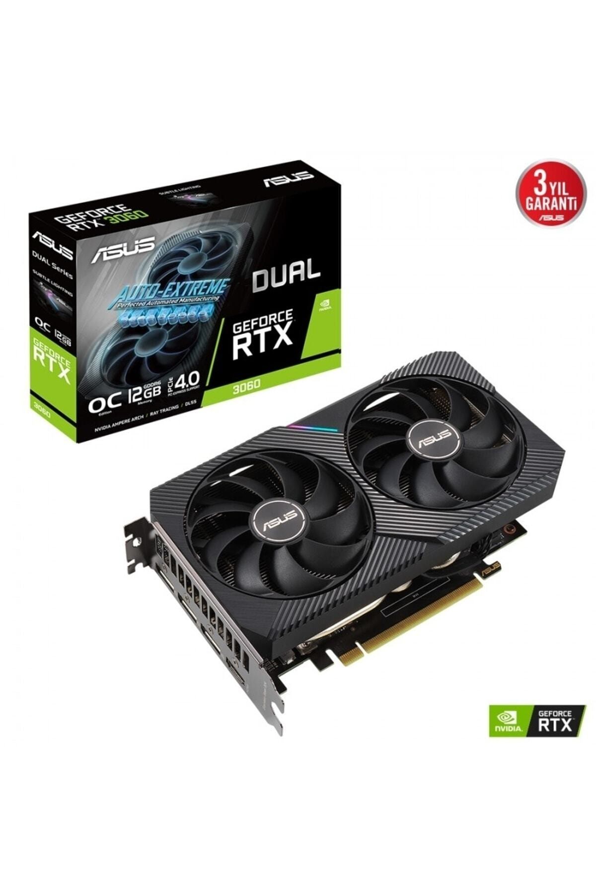 ASUS Dual-rtx3060-o12g-v2 Rtx3060 Dual 12gb Gddr6 192bit 3xdp/1xhdmı Pcı-e 4.0 Dx12