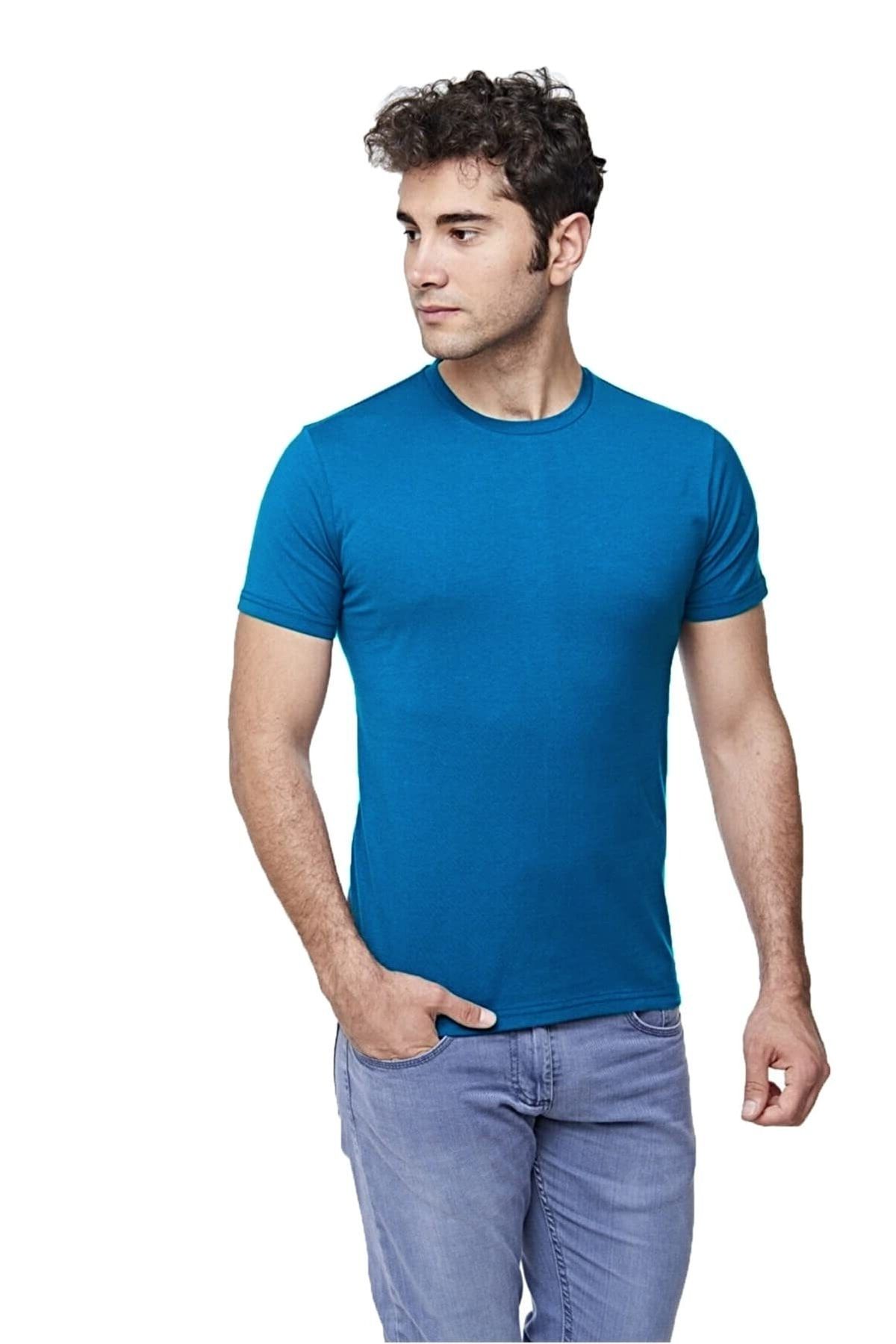 fsm1453 Erkek Pamuklu Kısa Kollu Renkli T-shirt - 421