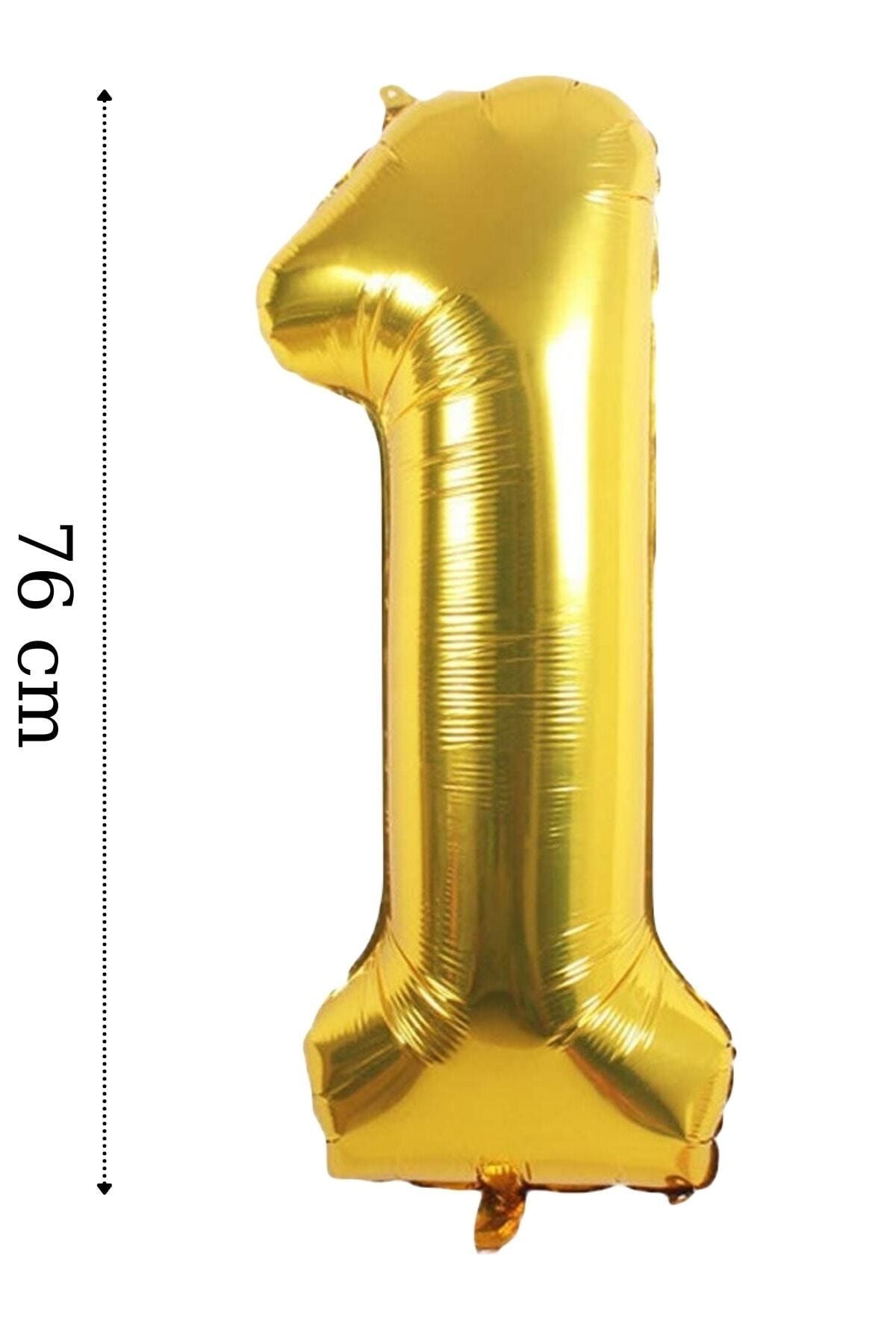ELGALA Folyo Balon 1 Rakamı Helyum Balon 76 Cm Altın Renk