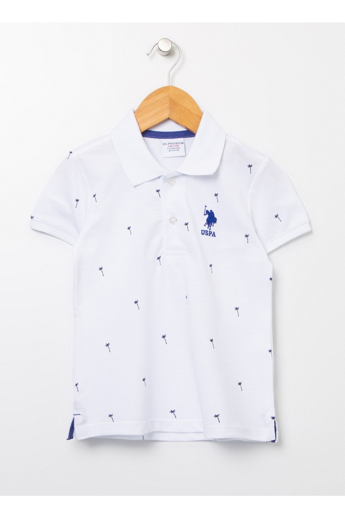 U.S. Polo Assn. Desenli Beyaz Erkek Çocuk Polo T-shirt Rıbekıds