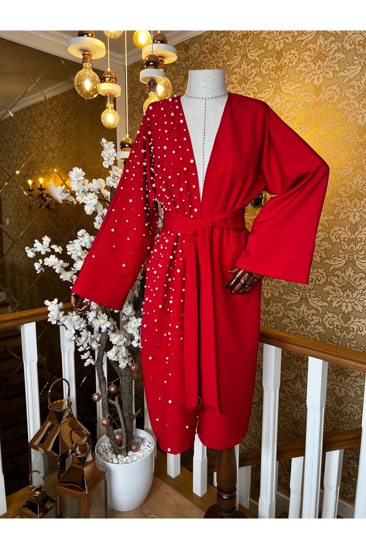 Elti Collection Incili Özel Tasarım Kap Kimono Tesettür Kimono Ceket