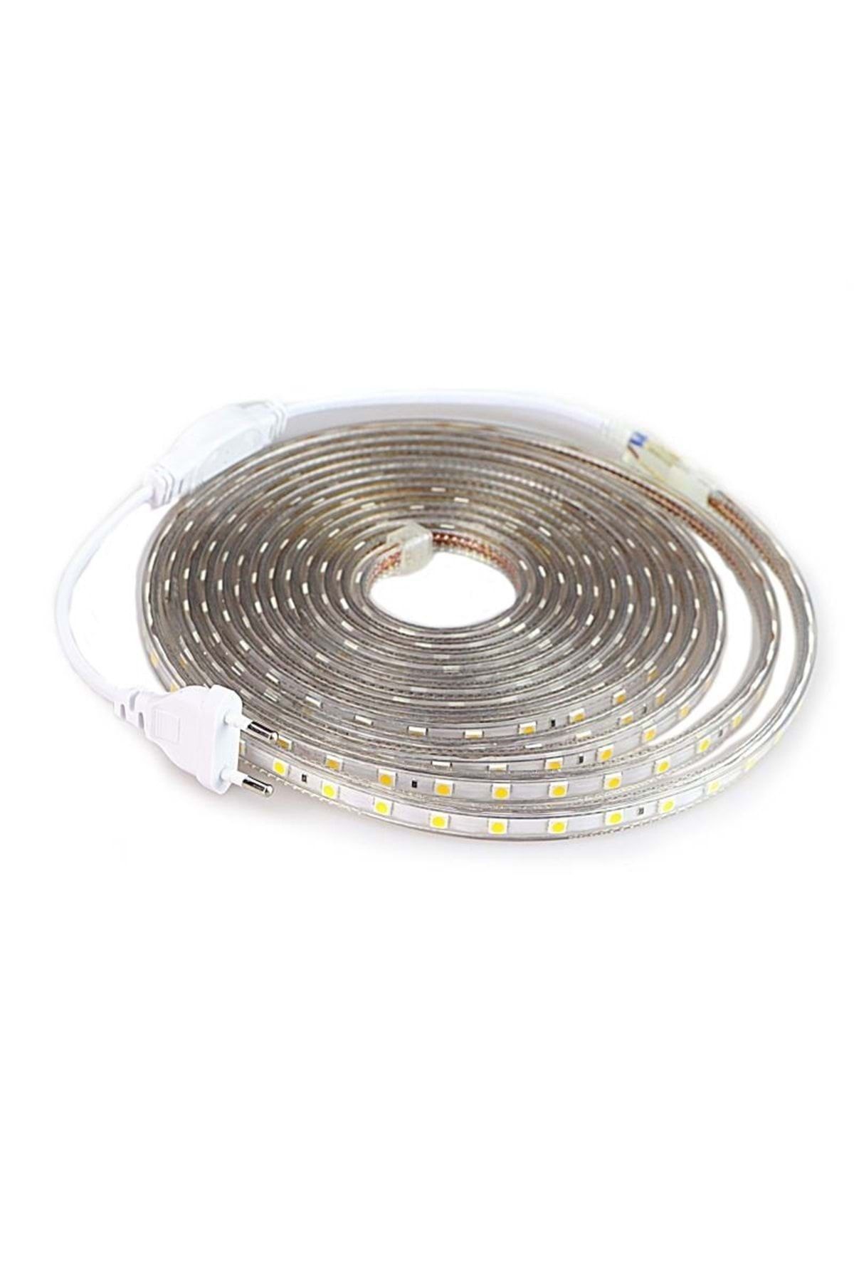 Triline 220v Fişli Silikonlu Beyaz Şerit Led 3 Çipli Smd 5050 - 1metre