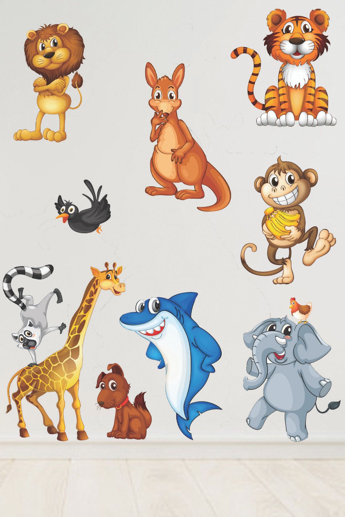 Sepet Yıldızı Sevimli Hayvanlar Çocuk Odası Duvar Sticker