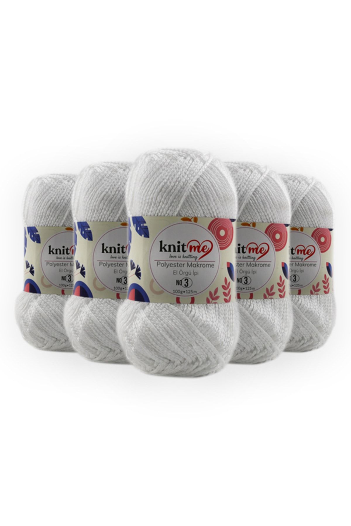 knitme Polyester Makrome 100 Gr 5'li Paket El Örgü Ipi Taka Yarn (801)