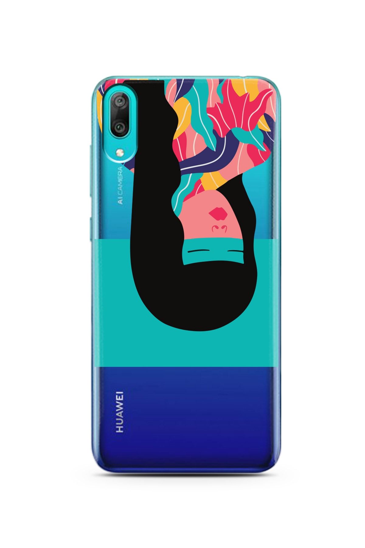 Spoyi Huawei Y7 Pro 2019 Ters Kafa Tasarımlı Süper Şeffaf Telefon Kılıfı