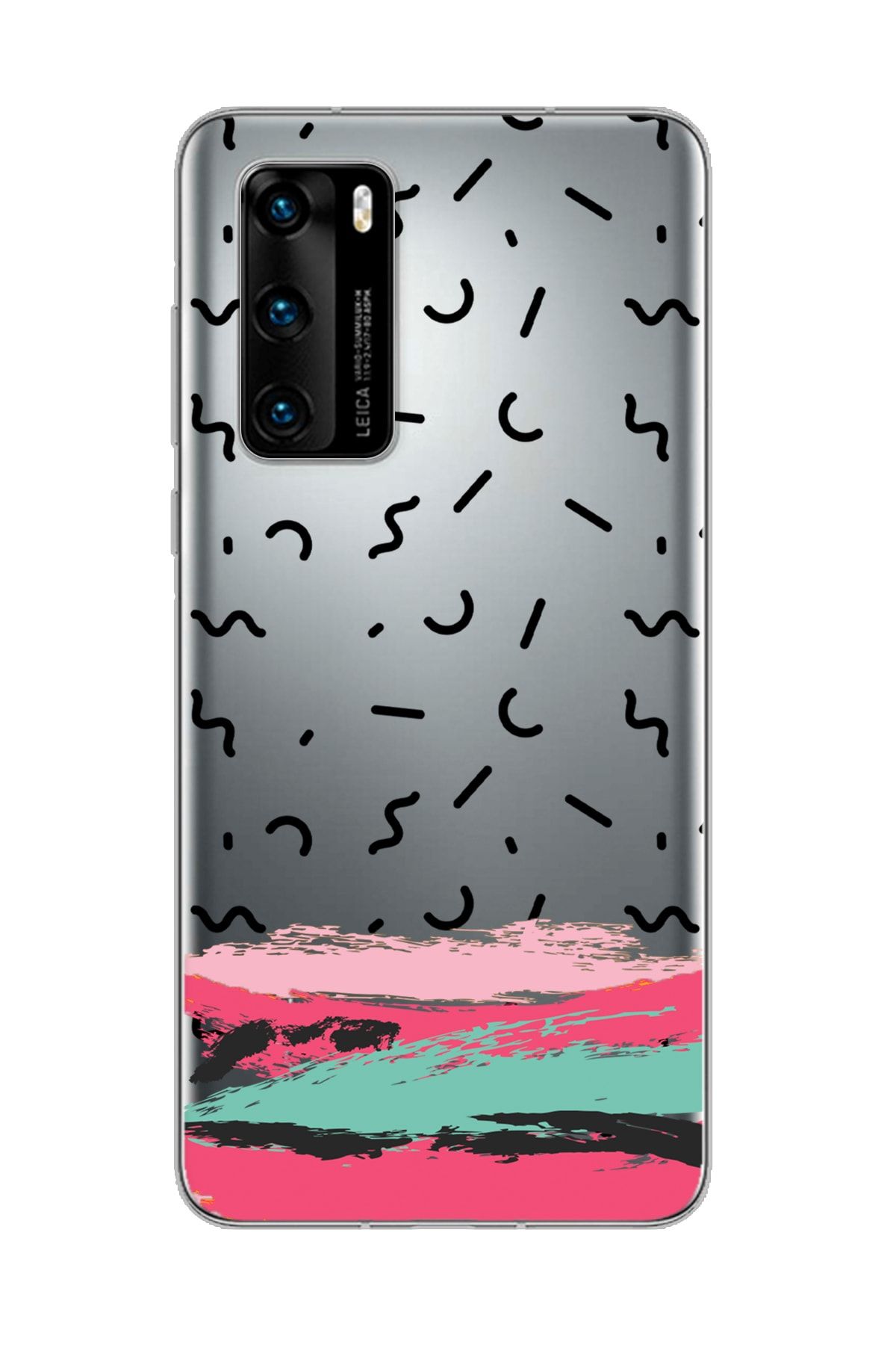 Spoyi Huawei P40 Pro Brush Pattern Tasarımlı Süper Şeffaf Telefon Kılıfı