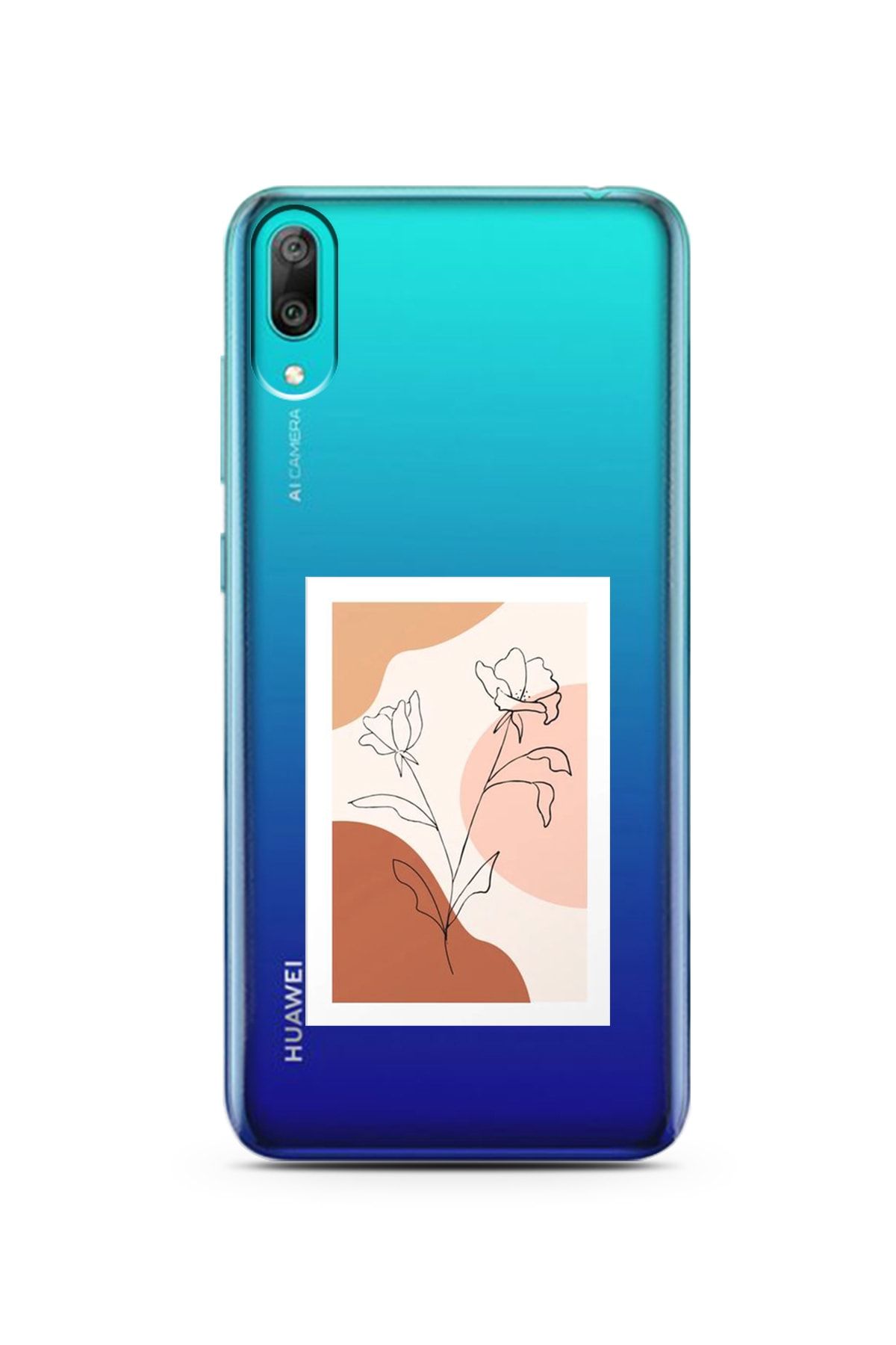 Spoyi Huawei Y7 Pro 2019 Nude Gül Tasarımlı Süper Şeffaf Telefon Kılıfı