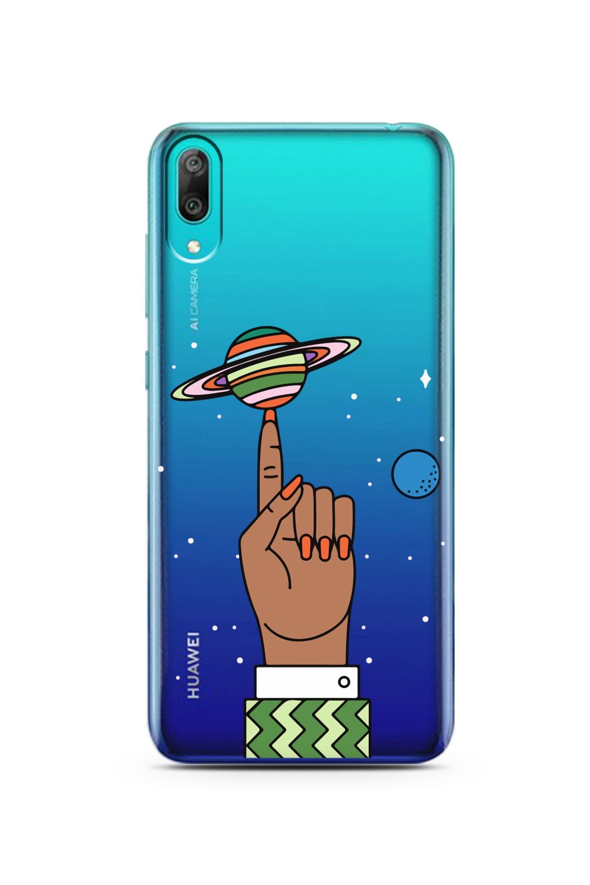 Spoyi Huawei Y7 Pro 2019 Jüpiter Tasarımlı Süper Şeffaf Telefon Kılıfı
