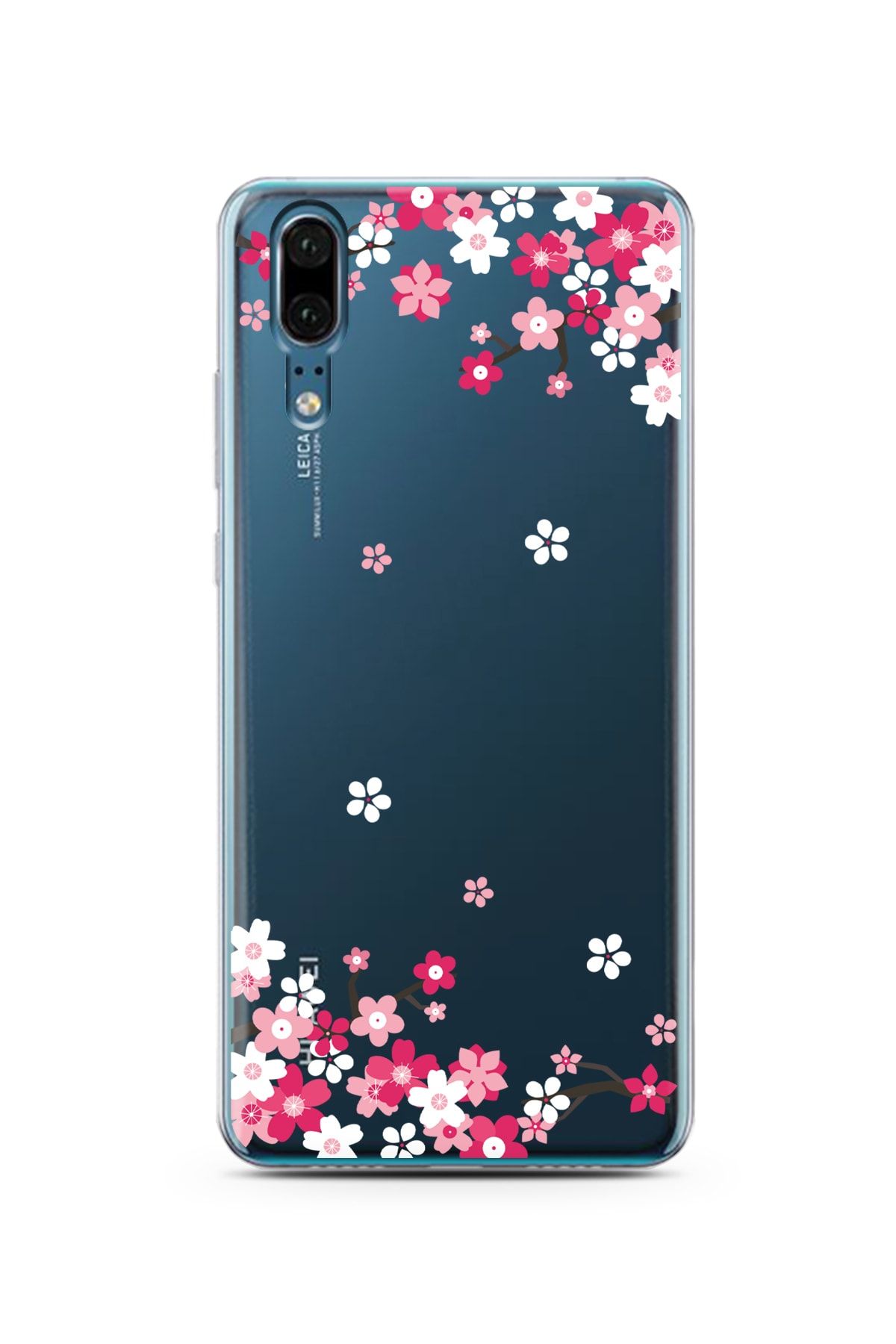 Spoyi Huawei P20 Art Sakura Tasarımlı Süper Şeffaf Telefon Kılıfı