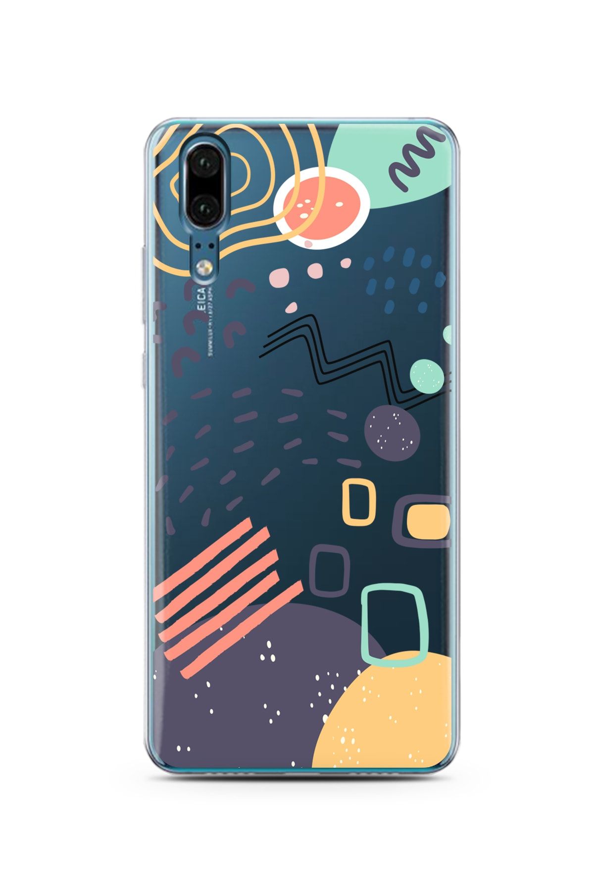 Spoyi Huawei P20 Renkli Pattern Tasarımlı Süper Şeffaf Telefon Kılıfı