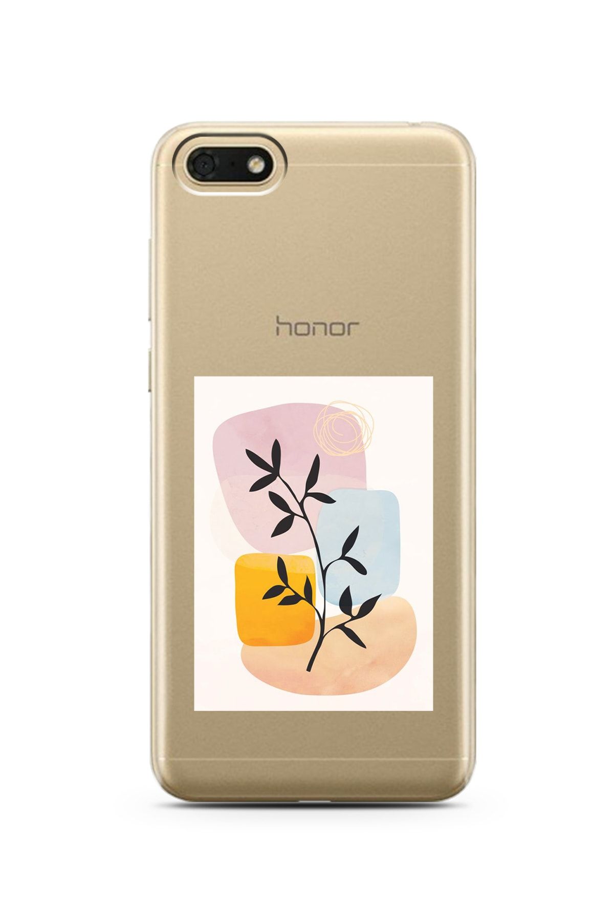 Spoyi Honor 7s Brush Leaf Tasarımlı Süper Şeffaf Telefon Kılıfı