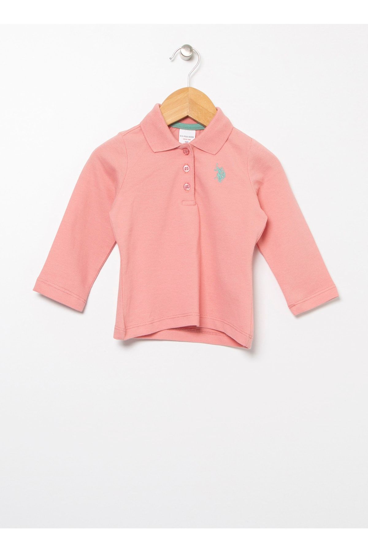 U.S. Polo Assn. Tp01-sk021-b Polo Yaka Standart Kalıp Düz Pembe Kız Çocuk Sweatshirt