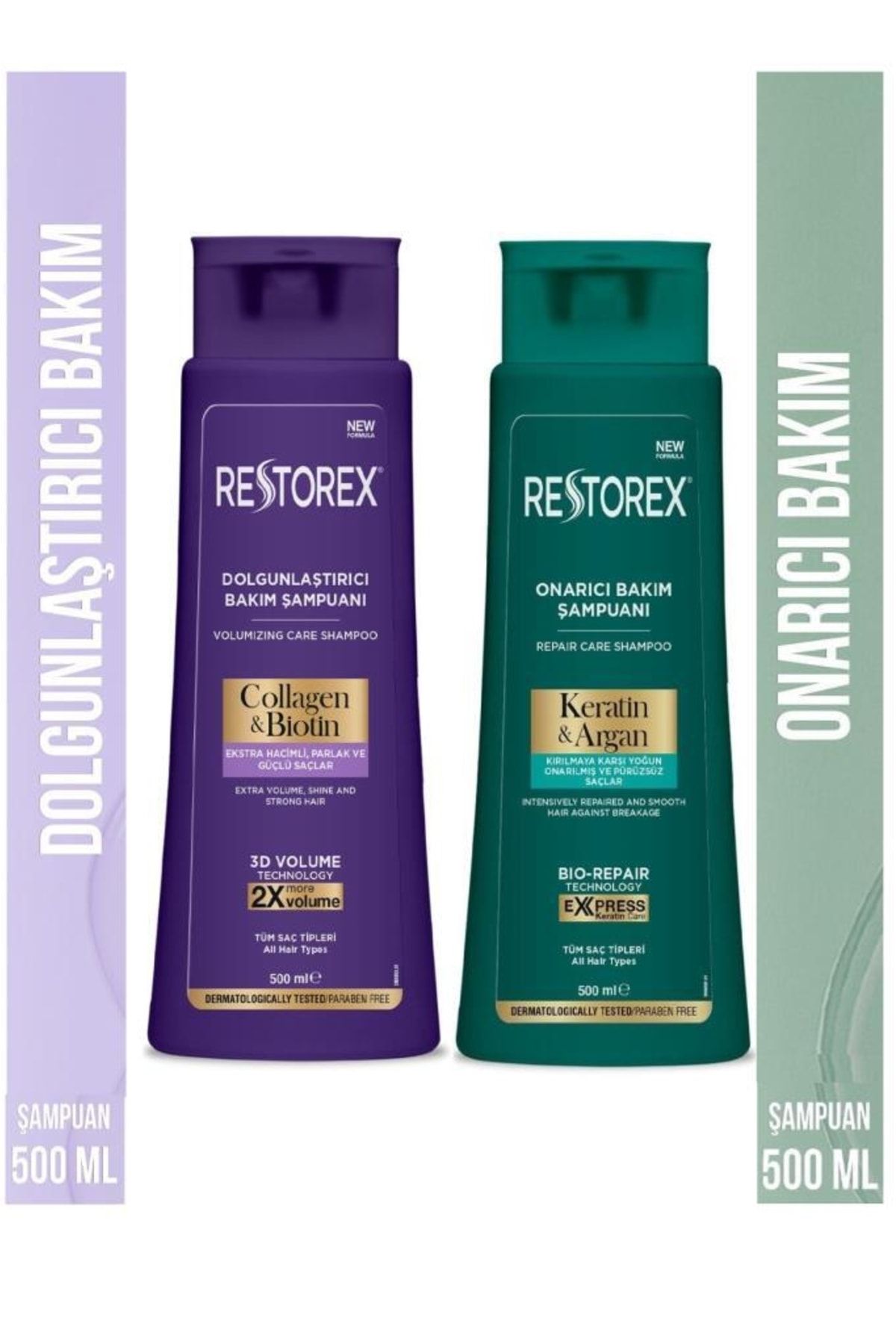 Restorex Keratin&argan&collagen&biotin Dolgunlaştırıcı Ve Onarıcı Şampuan Seti 500 Ml X 2 Adet