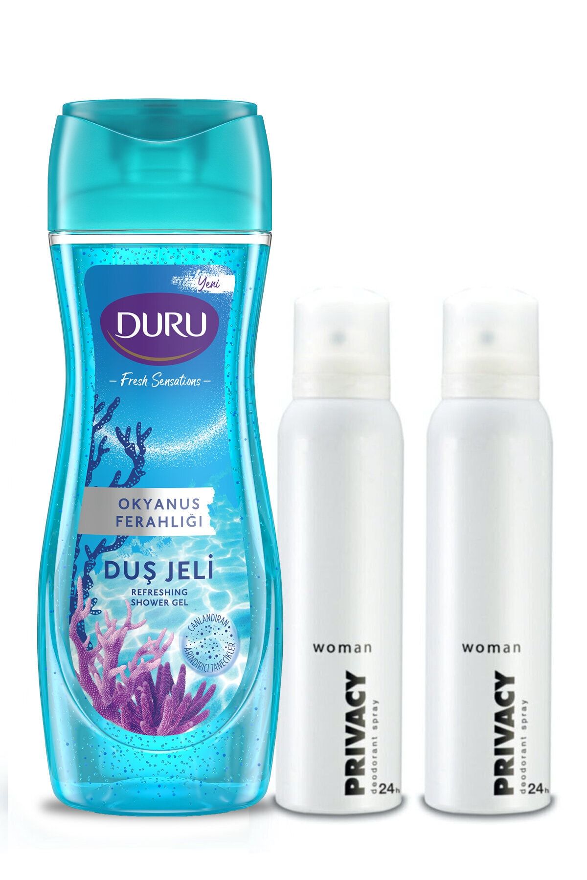 Duru Fresh Sensations Okyanus Ferahlığı Duş Jeli 450ml Ve Privacy Woman Deodorant 2 X 150ml
