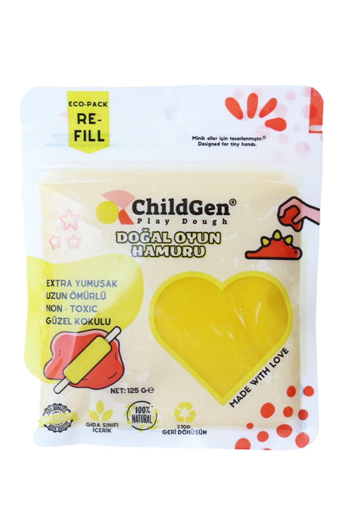 ChildGen Doğal Oyun Hamuru Sarı  Vakumlu Kartuş Paket