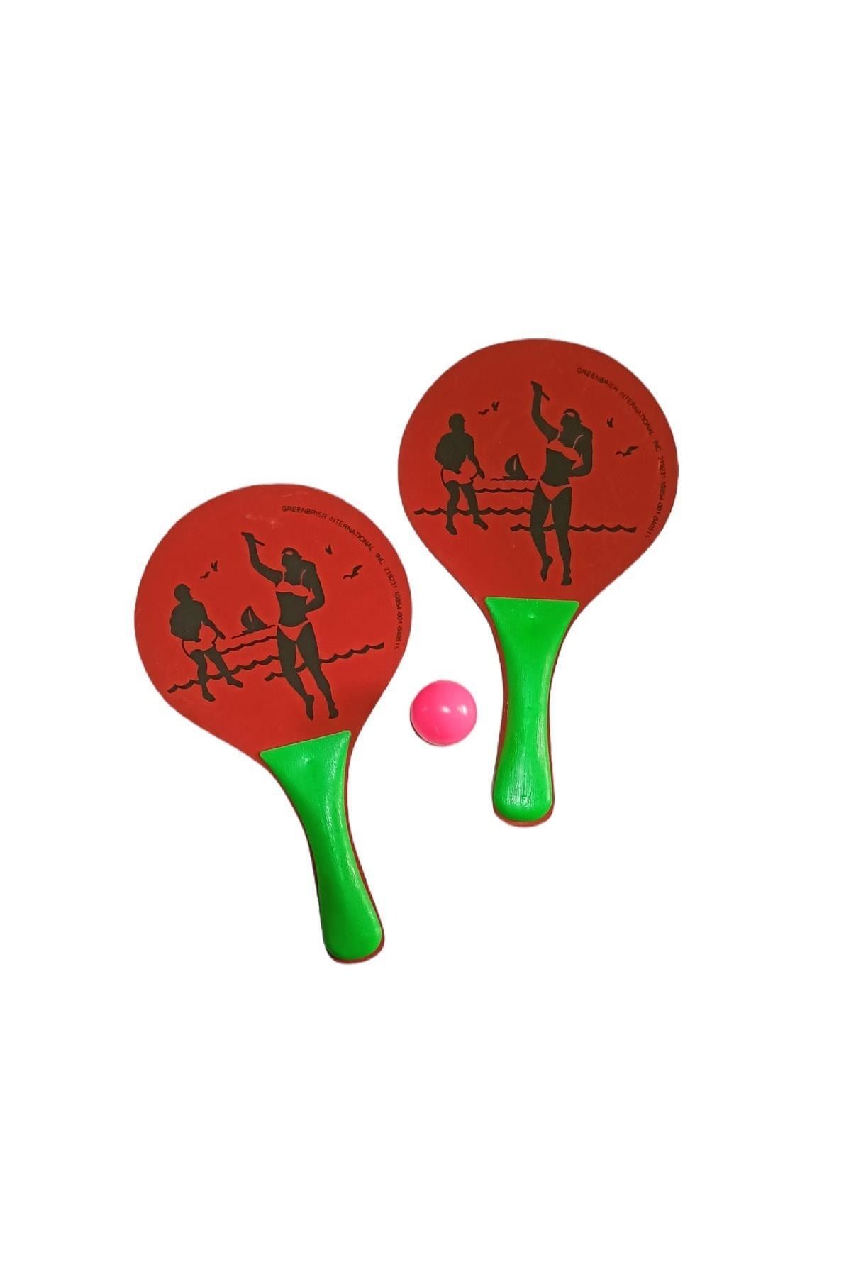 Avessa Plaj Tenis Raket Seti Çocuk Boy (2 Raket 1 Top) Kırmızı-yeşil