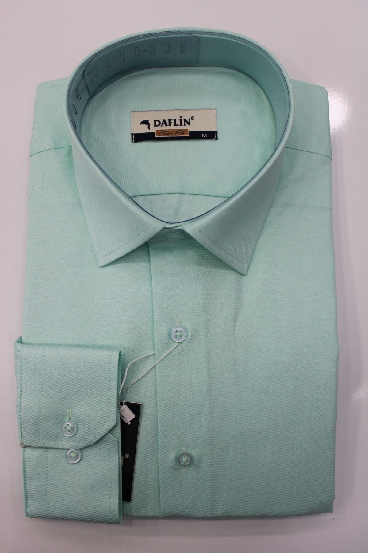 Daflin Slimfit Açık Yeşil Pamuklu Erkek Gömleği