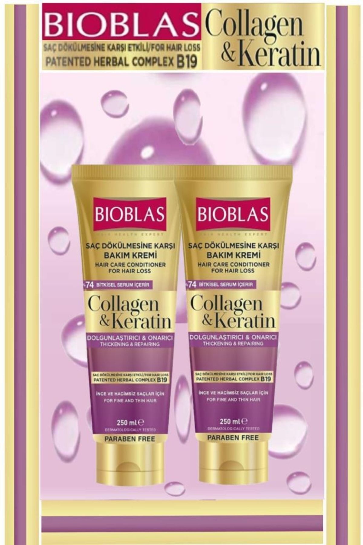 Bioblas Collagen&keratin Saç Dökülmelerine Karşı Bakım Kremi 250 Ml X 2 Adet