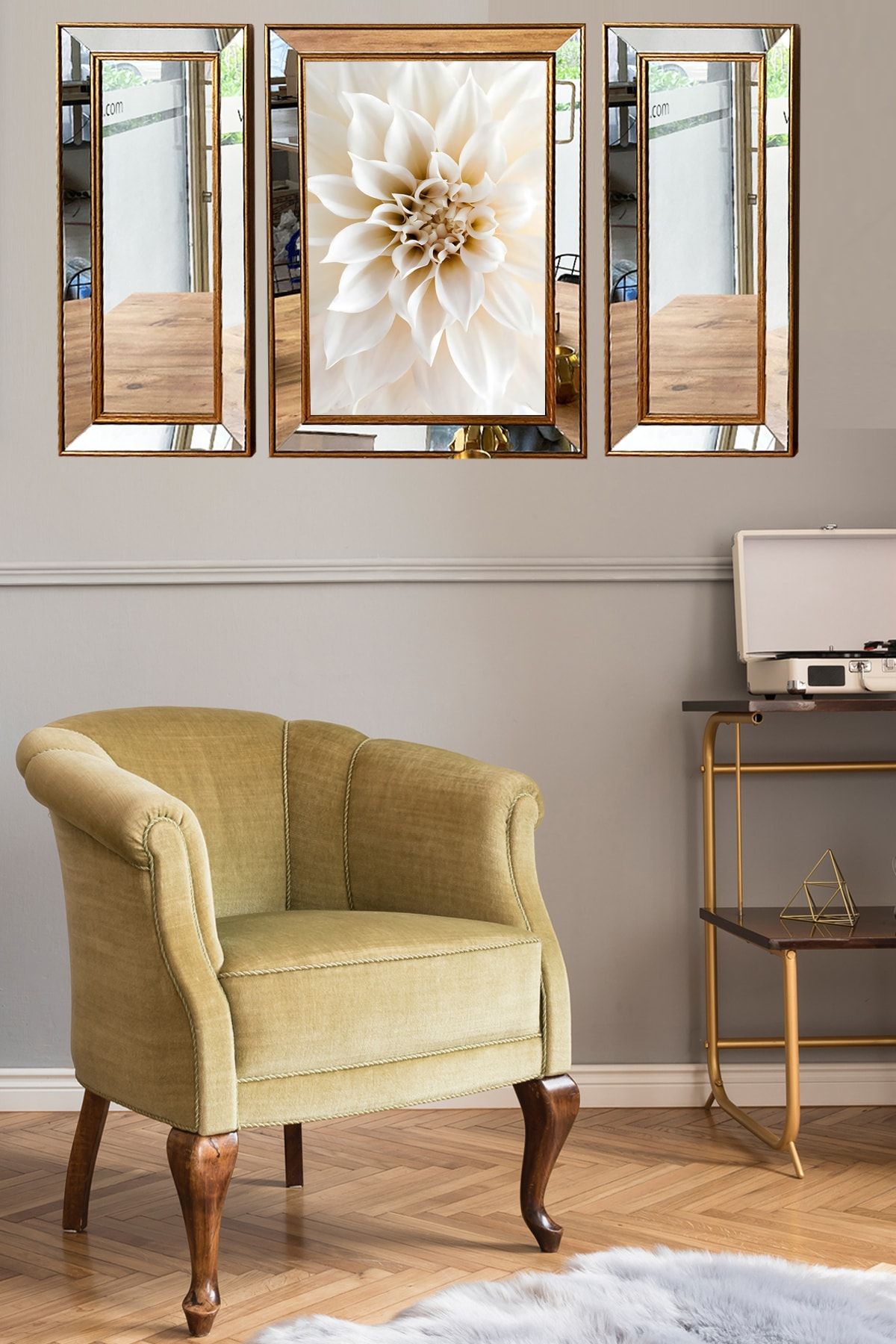 Linacci Üçlü Aynalı Çerçeveli Poster Tablo Ayna Seti