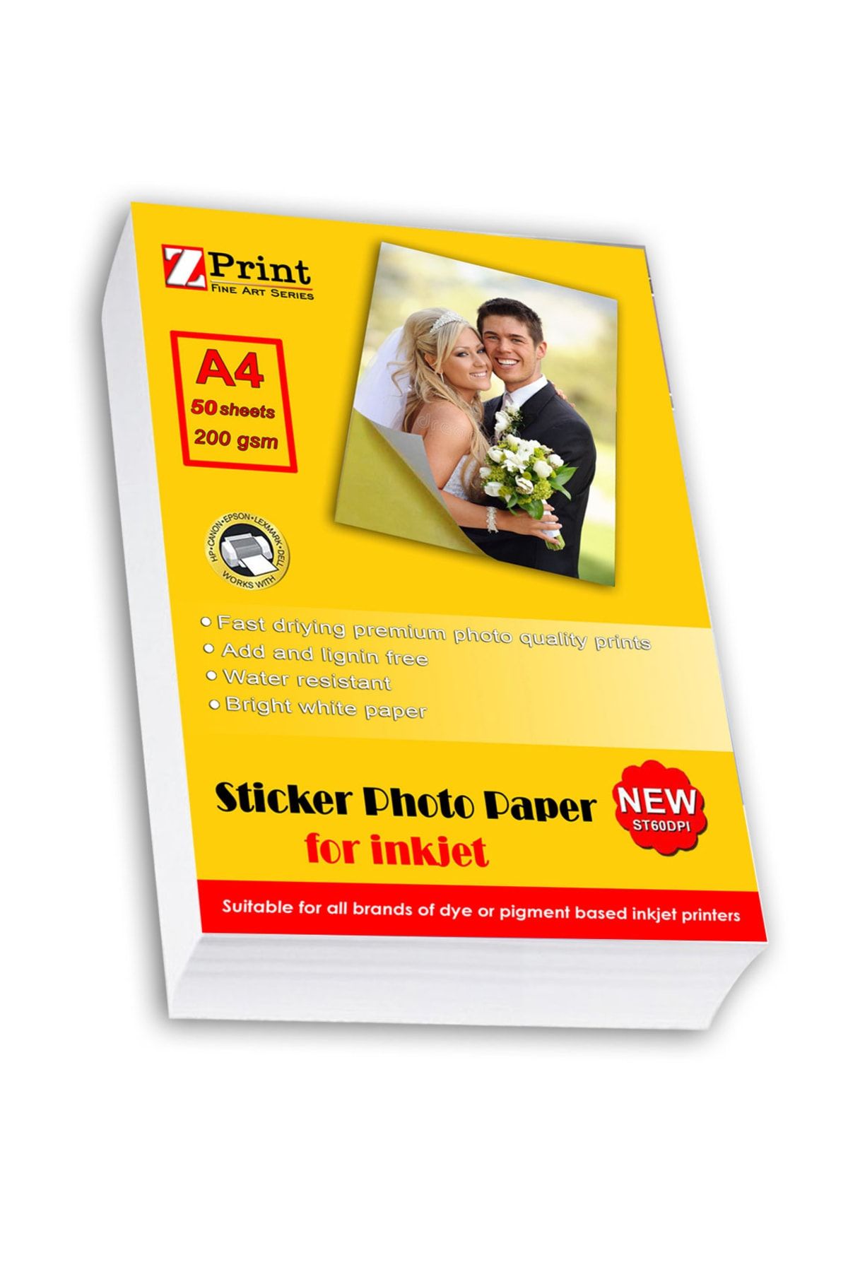 zprint Yapışkanlı Sticker Fotoğraf Kağıdı Parlak 200gsm A4 50yp (epson, Canon, Hp, Brother)