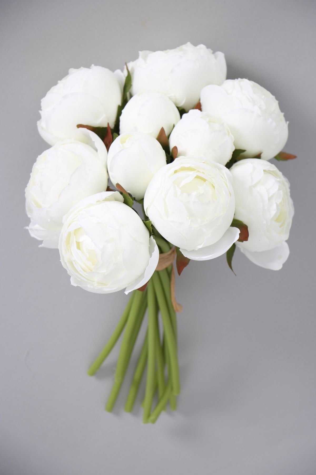 Yapay Çiçek Deposu 9 lu Kaliteli Şakayık Gül Buketi Beyaz