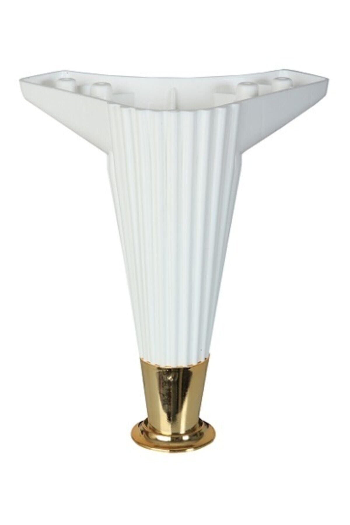 PVCBURADA Asya Çizgili 20cm Beyaz / Gold Mobilya Ayağı- Dolap, Koltuk , Tv Ünitesi Ayağı