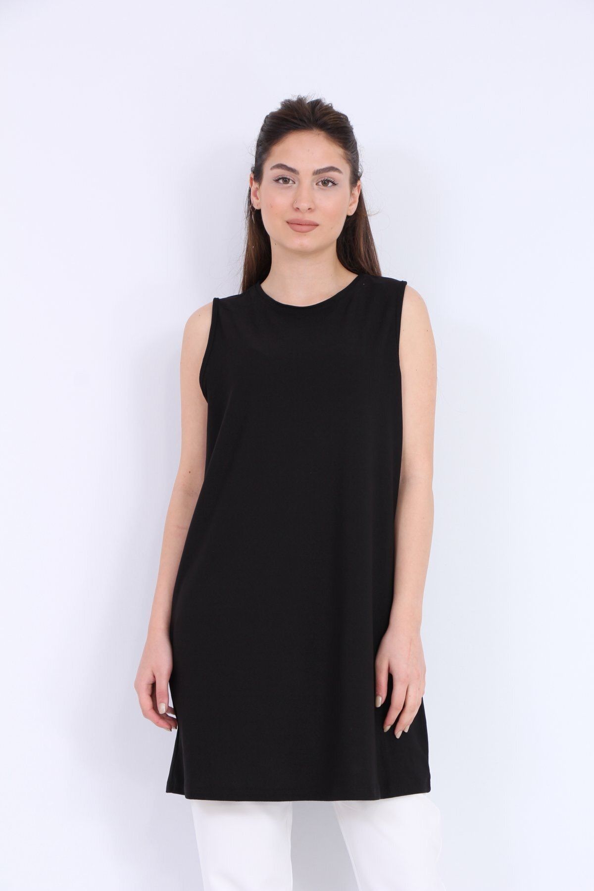 Essah Moda Kadın Siyah Sıfır Kol Içlik Tunik - Me000125