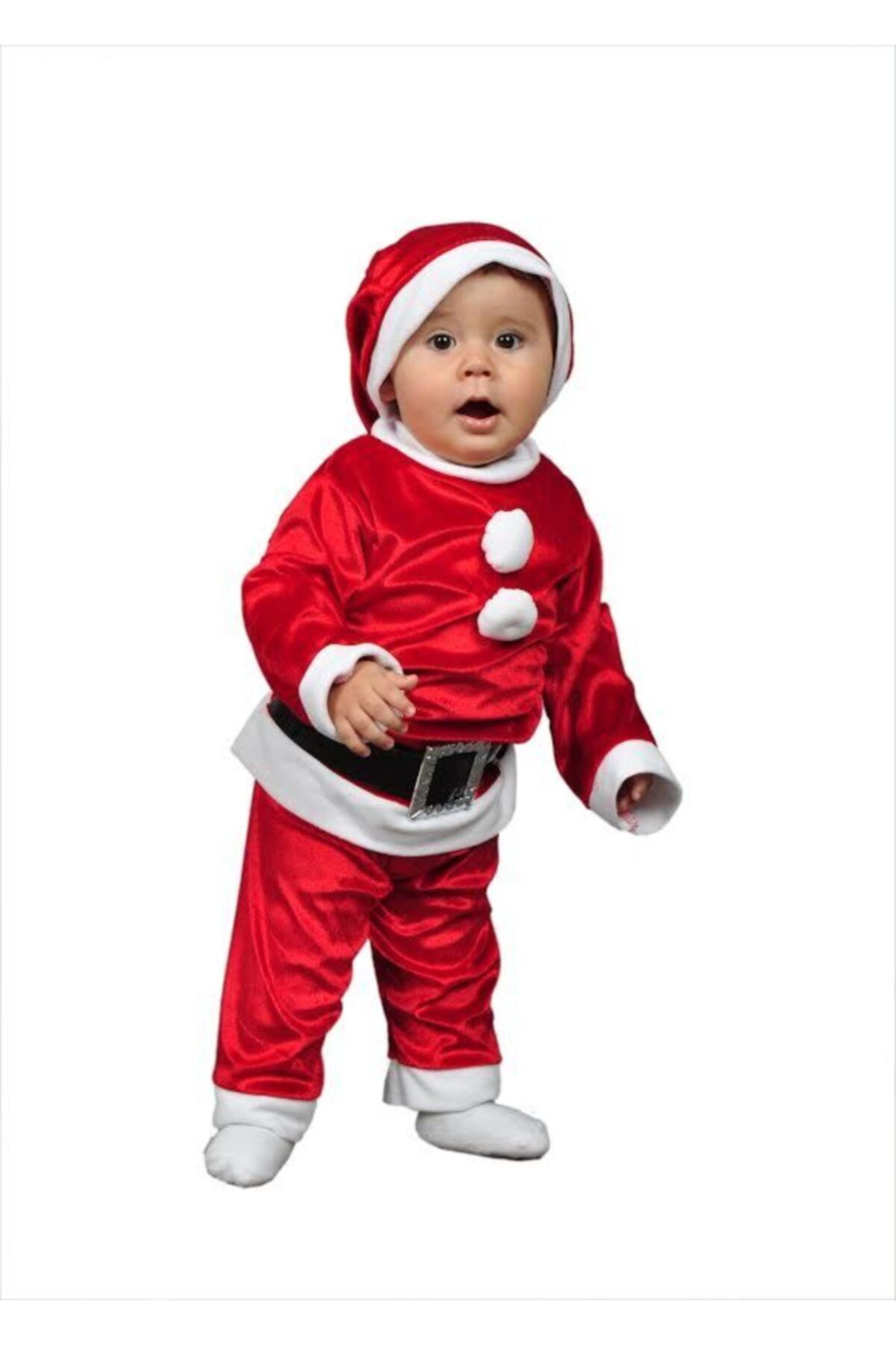 Annee Bakk Unisex Bebek Noel Baba Kostümü Kadife Kostüm