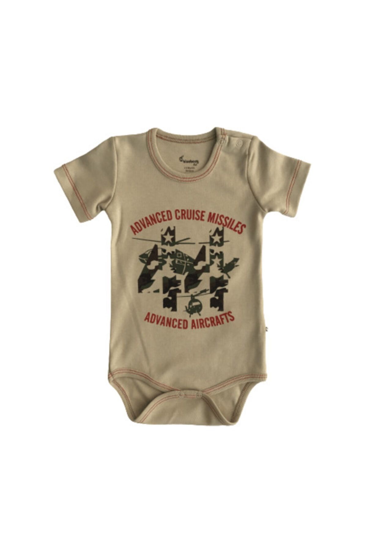 Bella Erkek Bebek Bej Renk Kamuflaj Desenli Çıtçıtlı Badi
