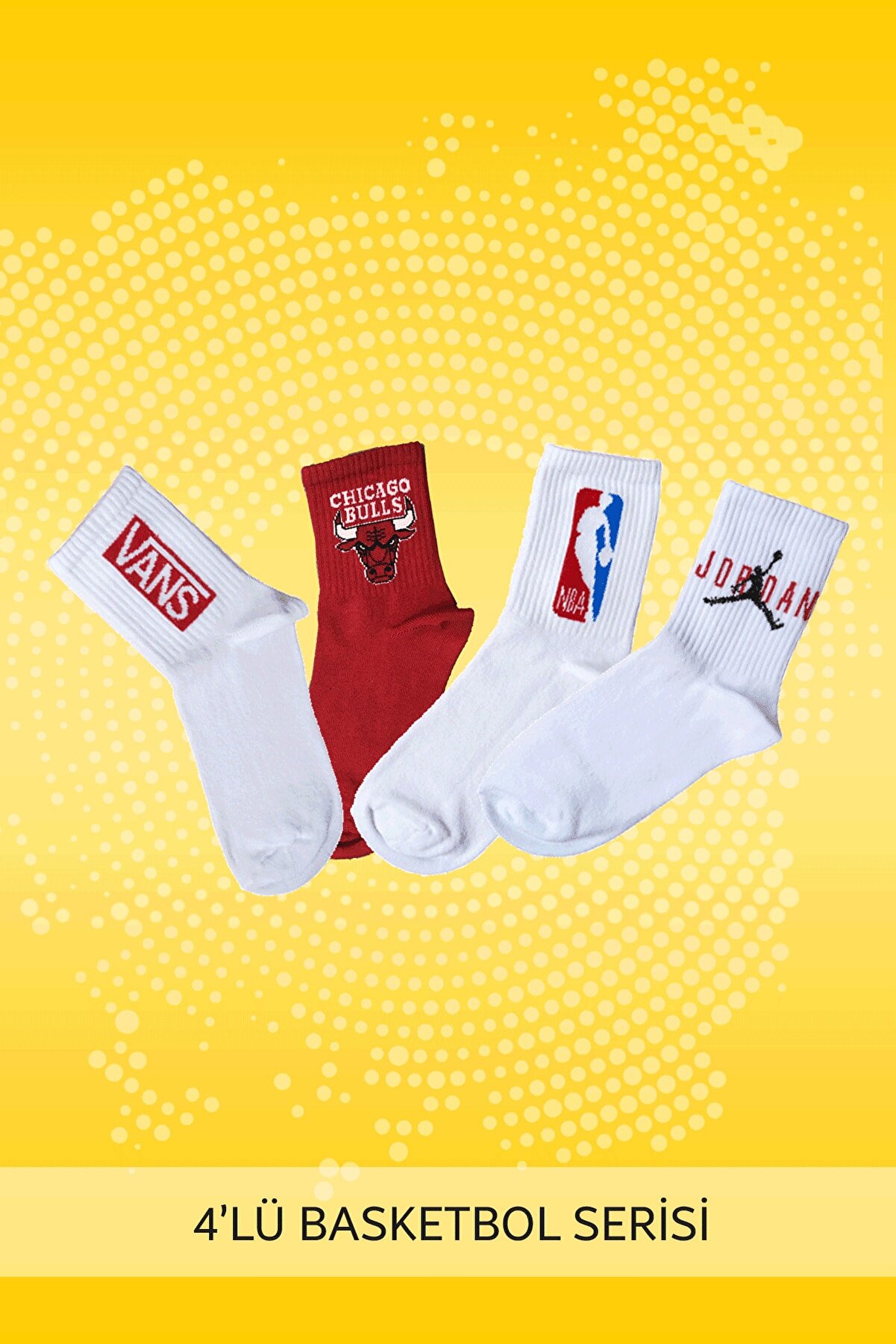 Pofudy Socks 4'lü Basketbol Serili Kolej Çorap Seti
