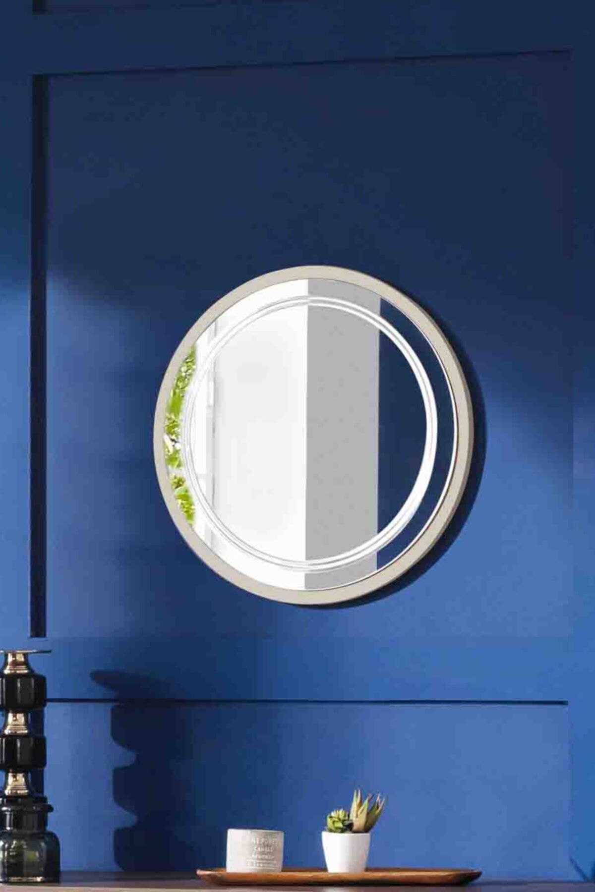 AlisyaHomeConcept Duvar Aynası & Dekoratif Ayna & Konsol Aynası -60x60 - Krem Renk