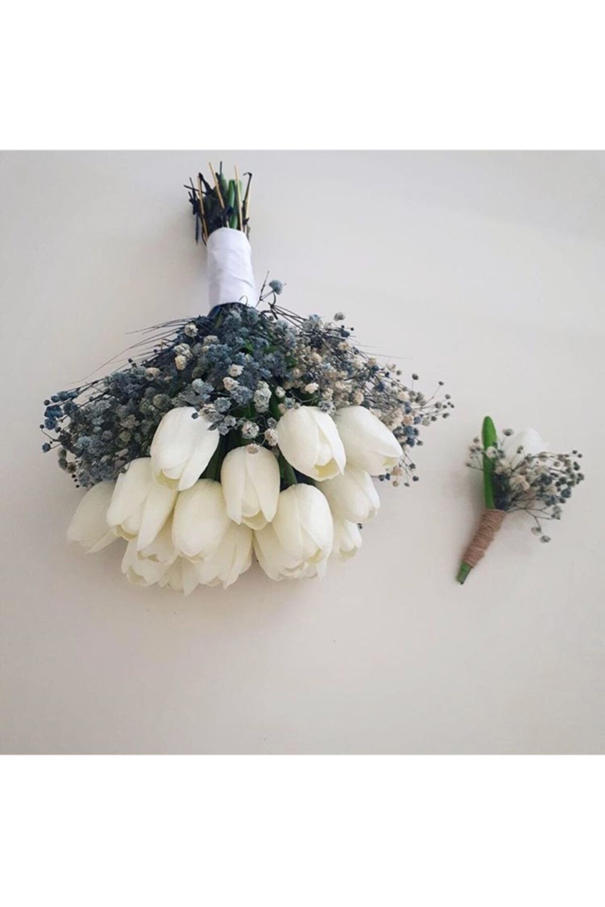 Evsay Gelin Buketi Islak Lale Gelin Eli Çiçeği Düğün Söz Deniz Bitkili