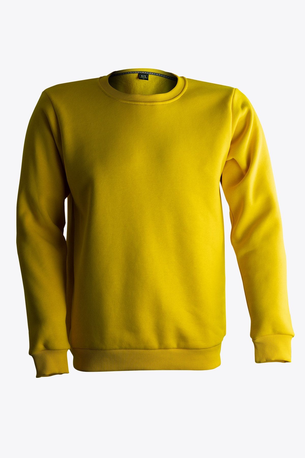 OG Casual Sarı Üç Iplik Şardonlu Sıfır Yaka Basic Sweatshirt