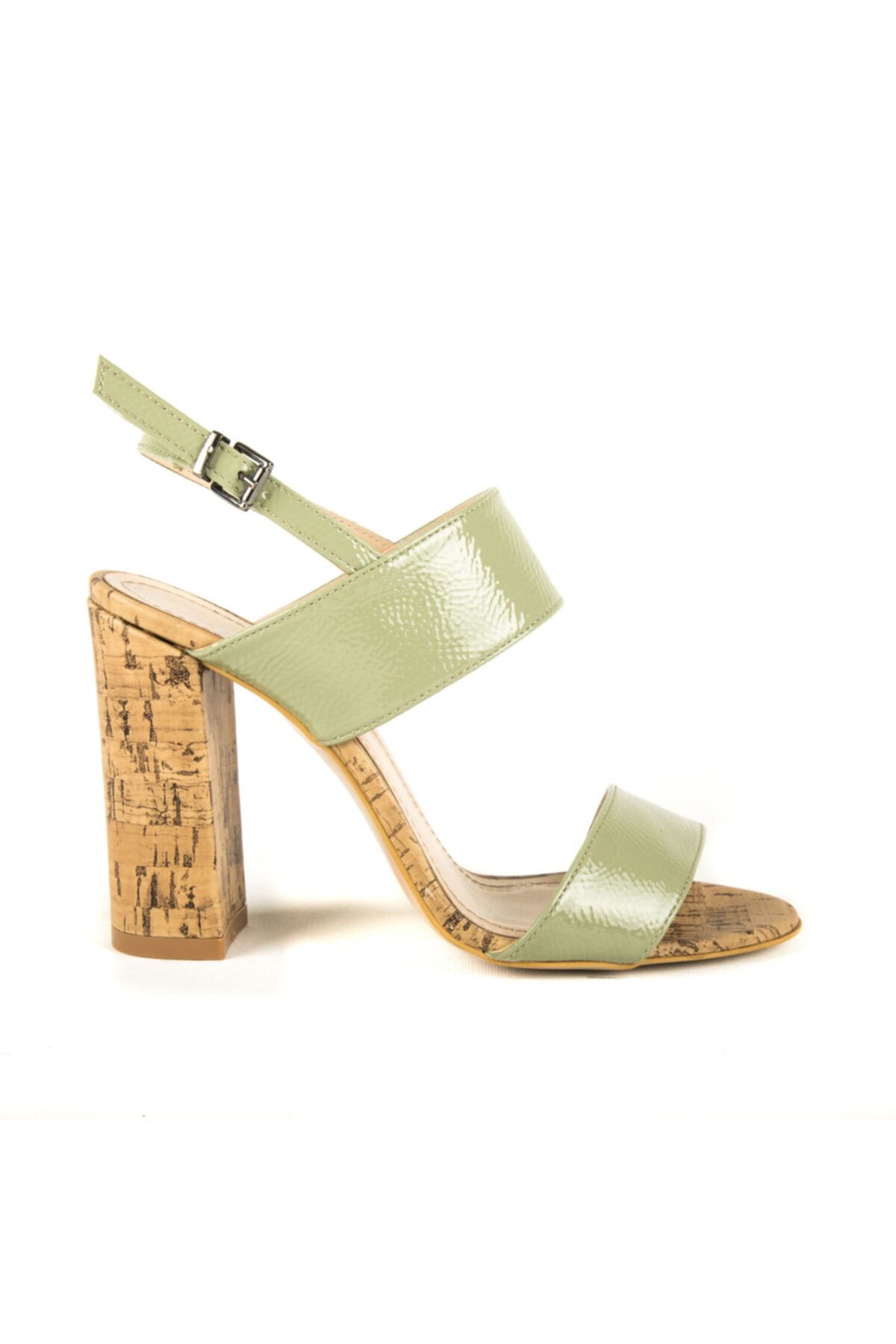 Divum Su Yeşili Kırık Rugan Topuklu Ayakkabı