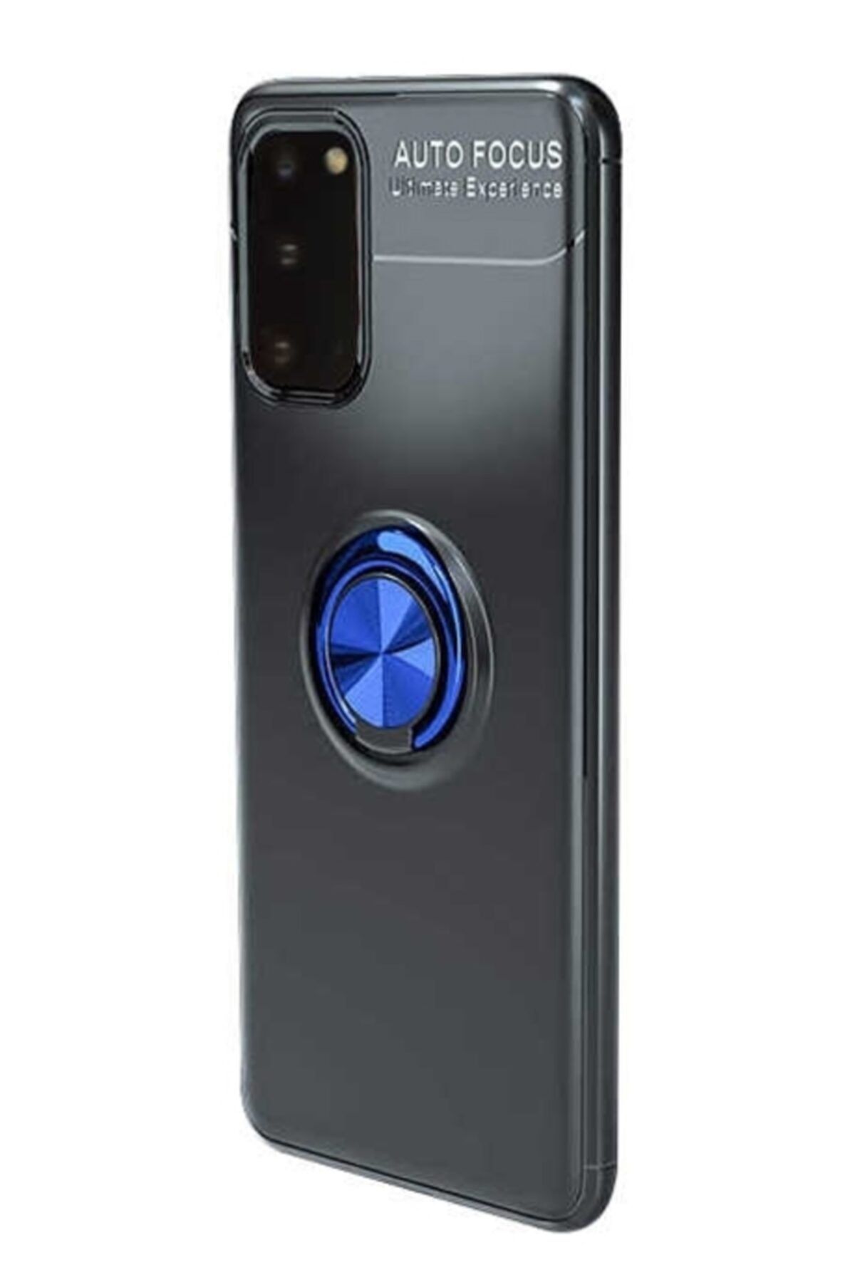 Mobilcadde Eiroo Liquid Ring Samsung Galaxy S20 Standlı Siyah Lacivert Silikon Kılıf