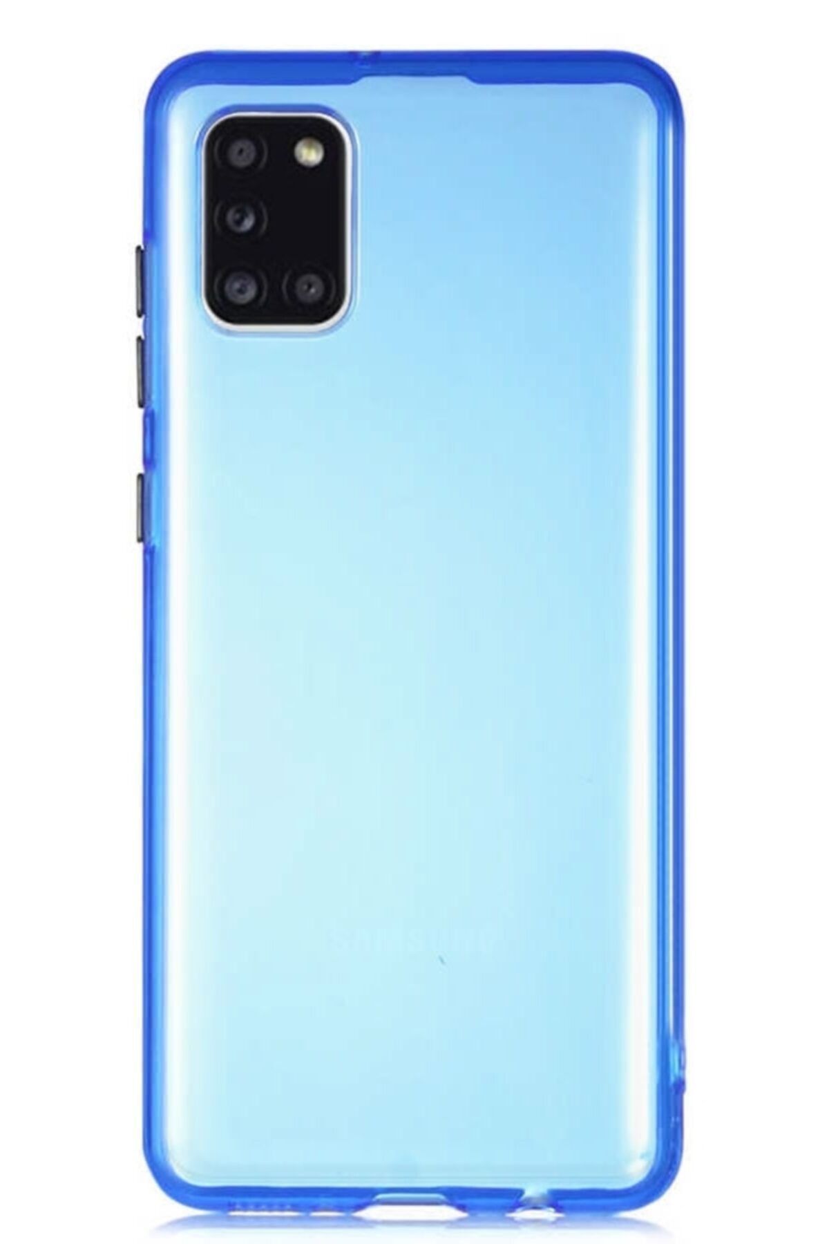 Mobilcadde Eiroo Color Button Samsung Galaxy A31 Uyumlu Mavi Silikon Kılıf