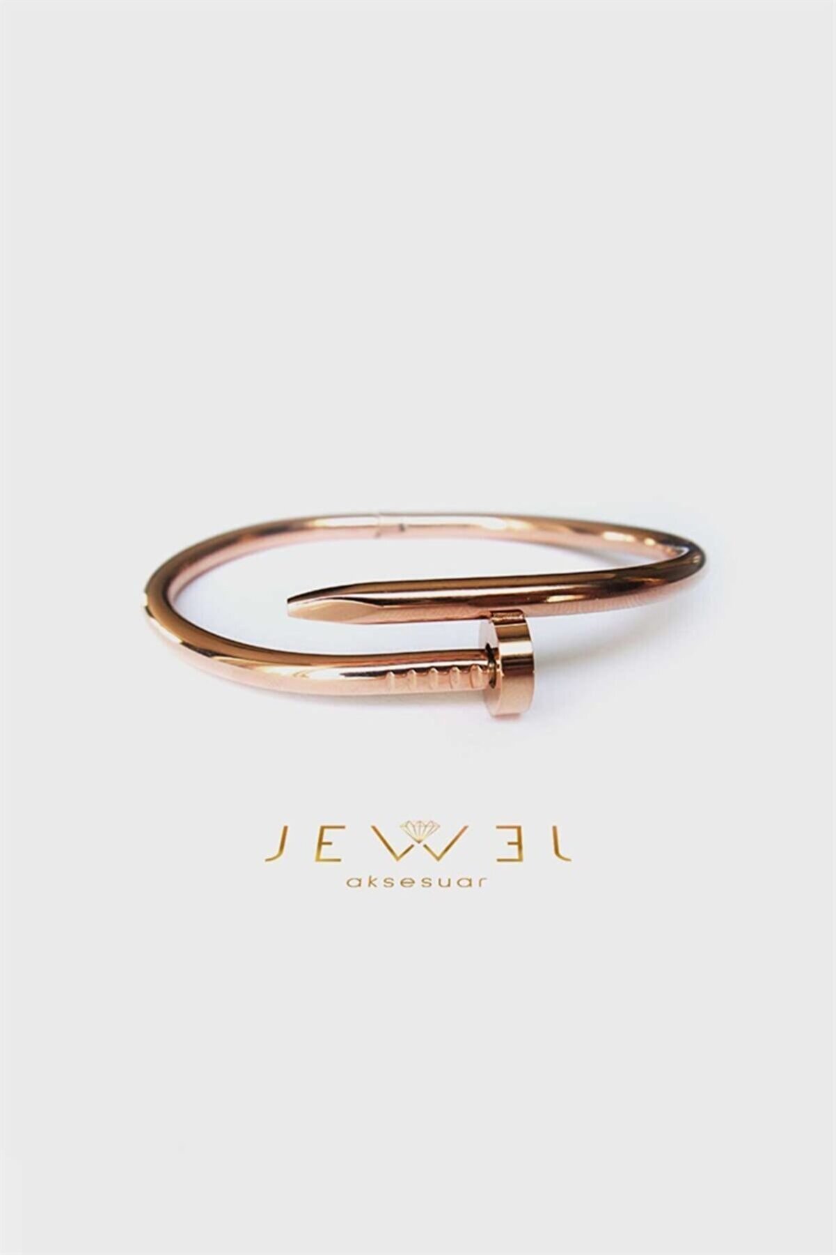 Jewel Çivi Model Rose Altın Kaplama Bileklik