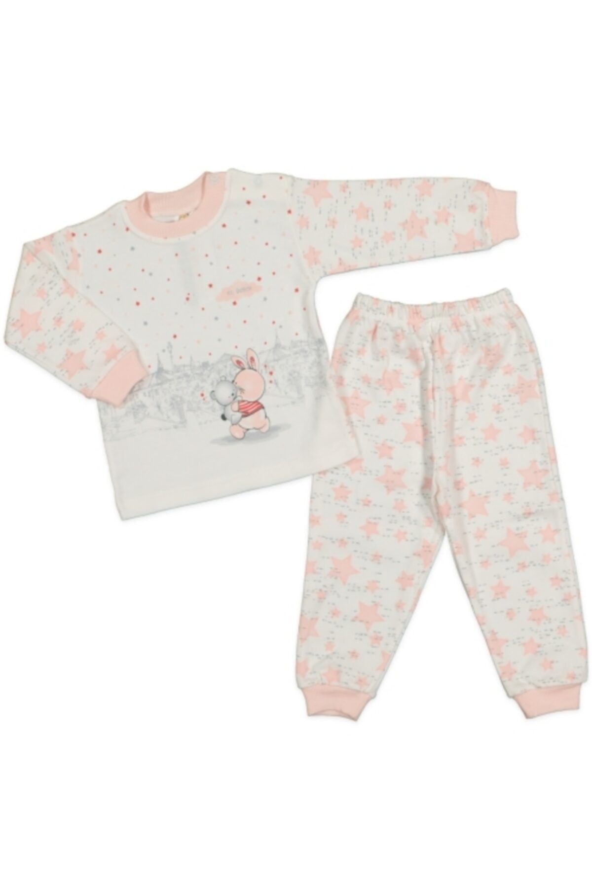 El Bebek Kız Çocuk Tavşan Baskılı Pijama Takımı